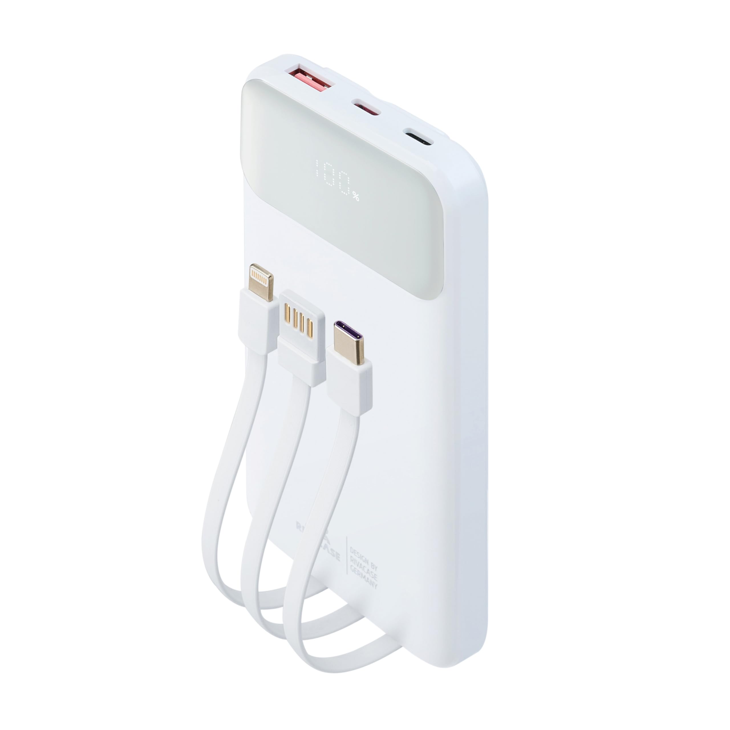 RIVACASE RIVAPOWER VA2211 Powerbank 10000 mAh Weiß Kabel
