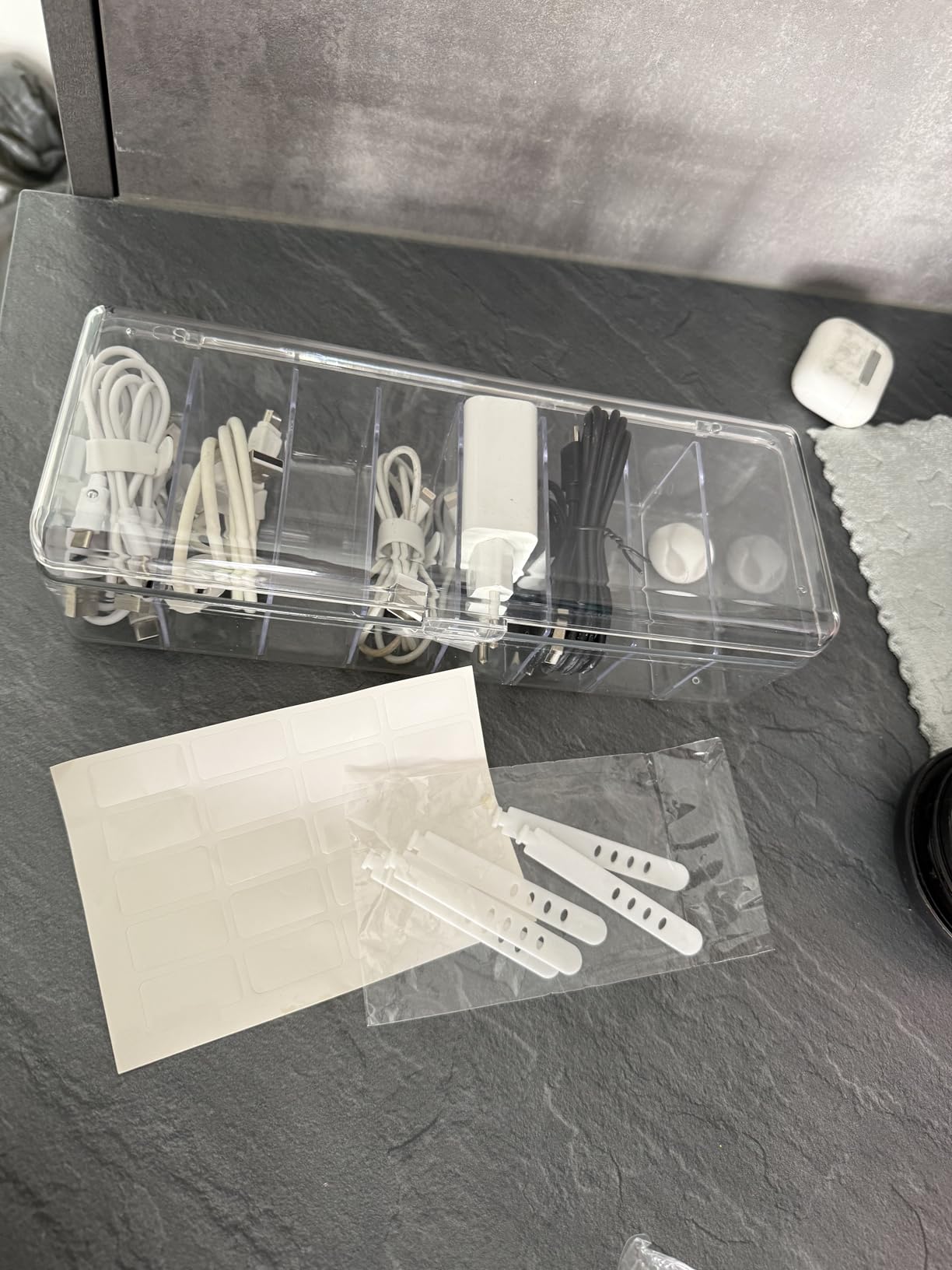 ARVOK Kabel Organizer Box 2er-Set Transparent mit Deckel