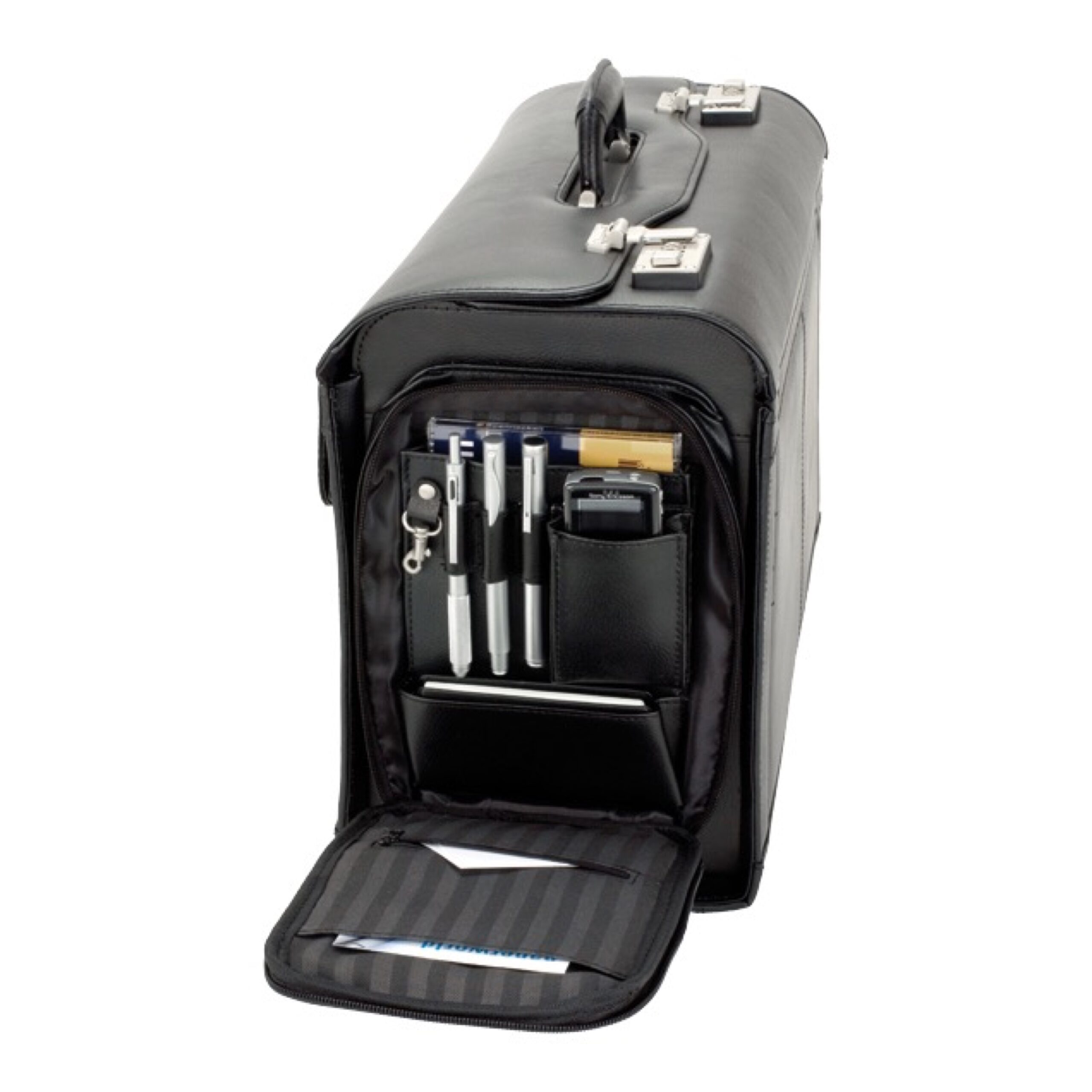 Lightpak Verona Pilotenkoffer Schwarz Leder 17 Zoll 49cm