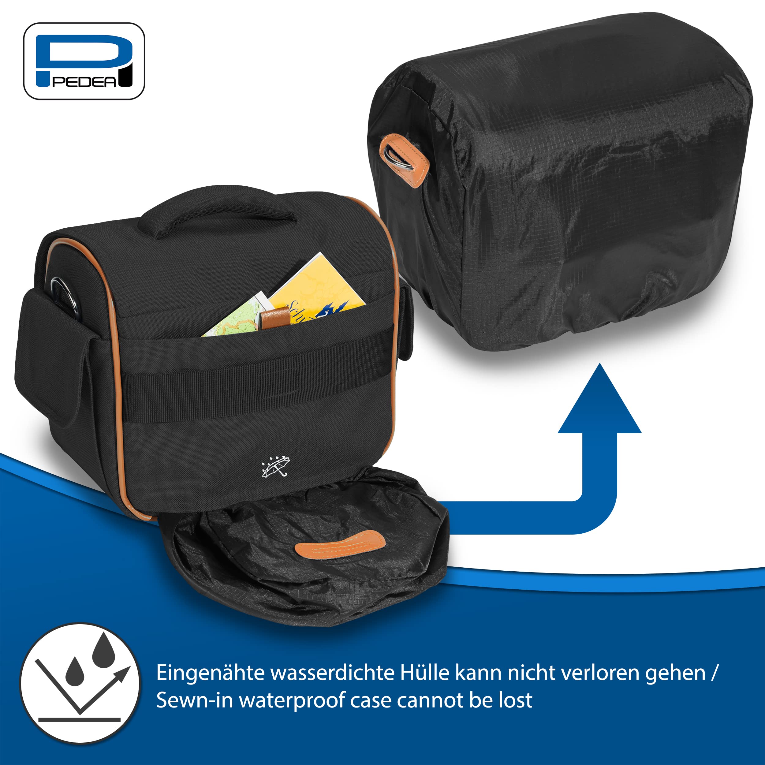 Pedea Vintage Kameratasche XL Schwarz DSLR Systemkamera Tasche