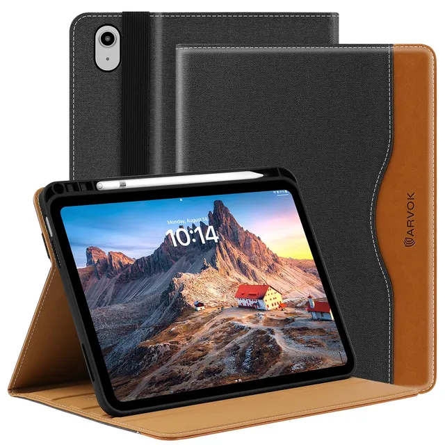 ARVOK Basic iPad Hülle 10,9 Zoll Grau-Braun mit Stifthalter