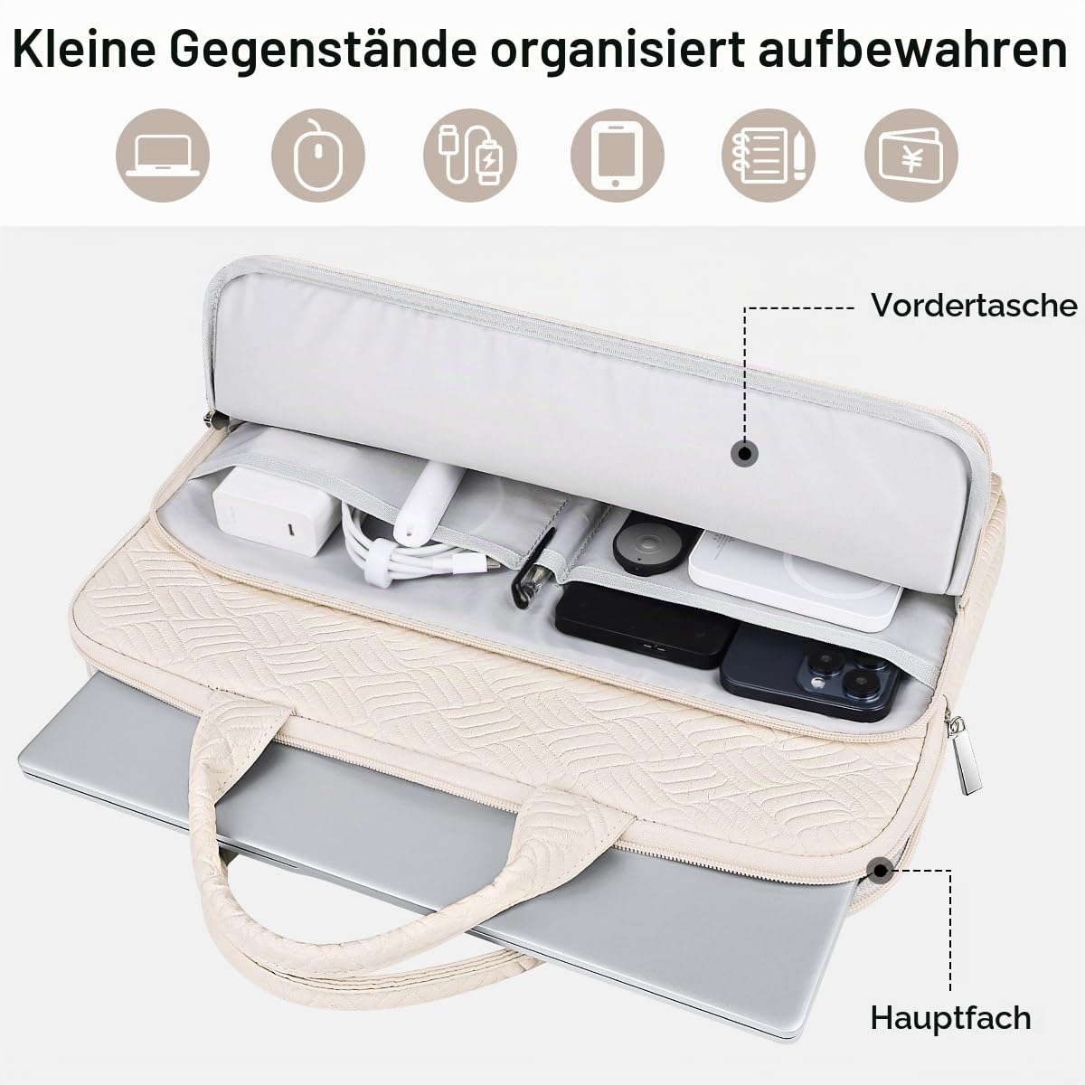 Arvok Business Sleeve 15,6 Zoll Weiß mit Griff