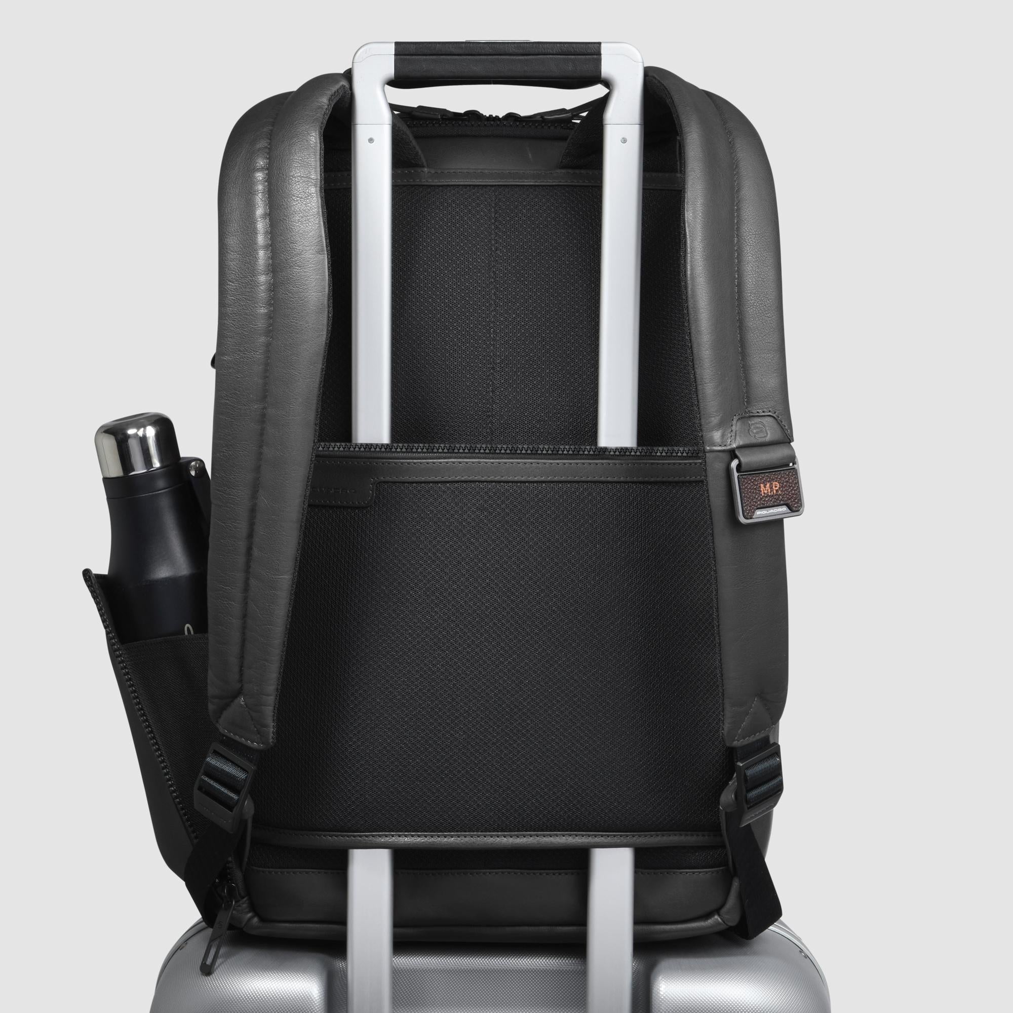 Piquadro Black Square Rucksack Leder Schwarz 15,6 Zoll