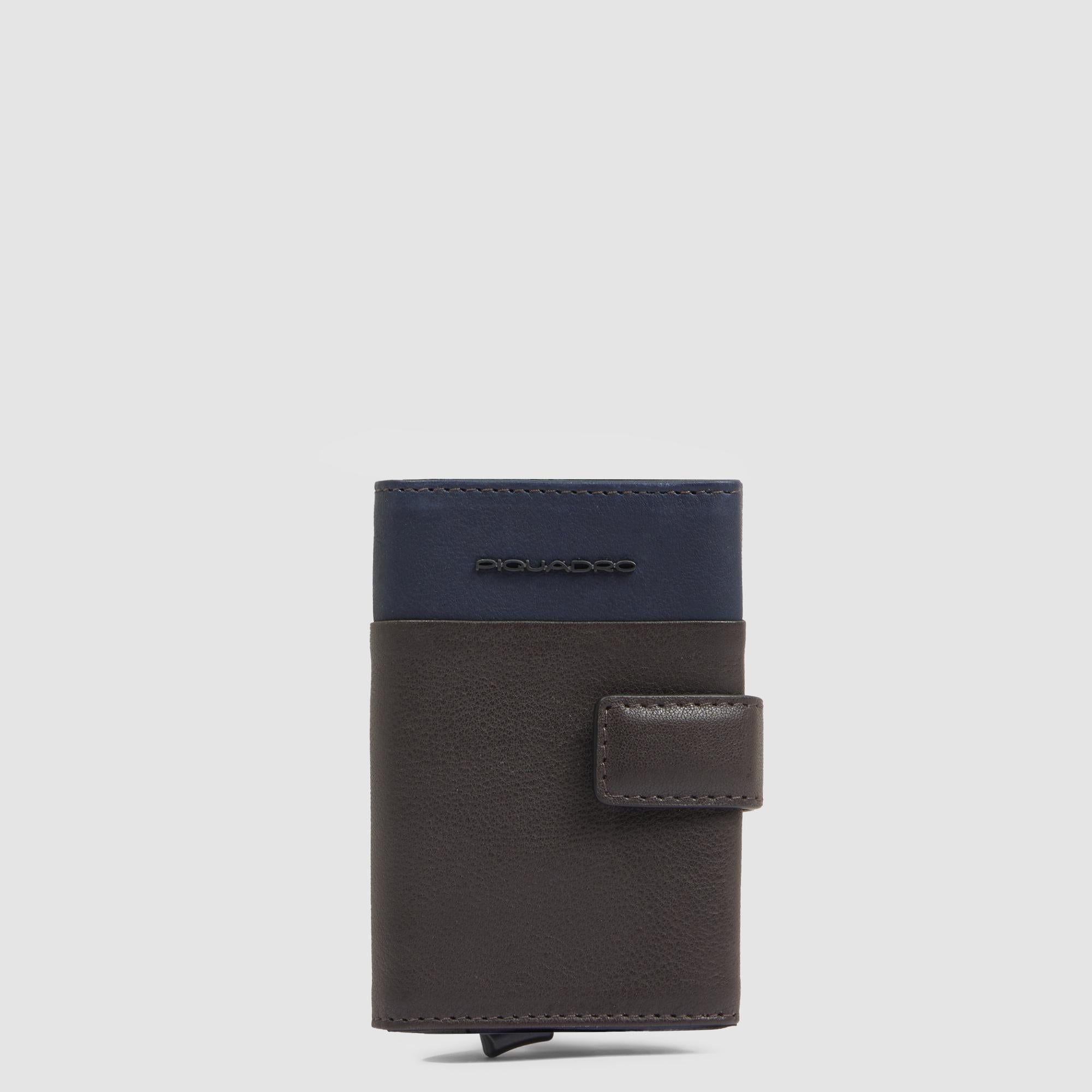 Piquadro Black Square Automatik Kartenetui BLUTM Leder RFID