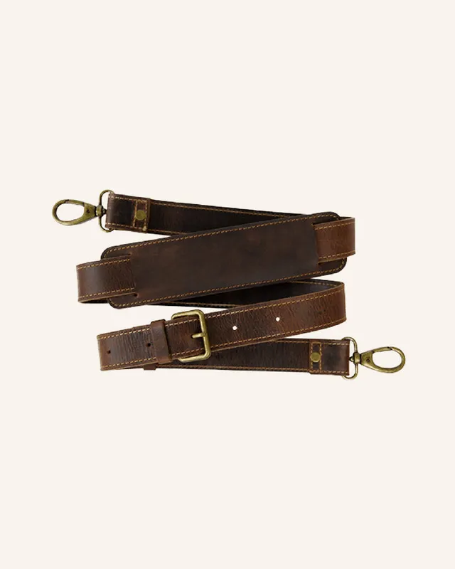 Buckle & Seam Leather Shoulder Strap Schulterriemen Leder braun