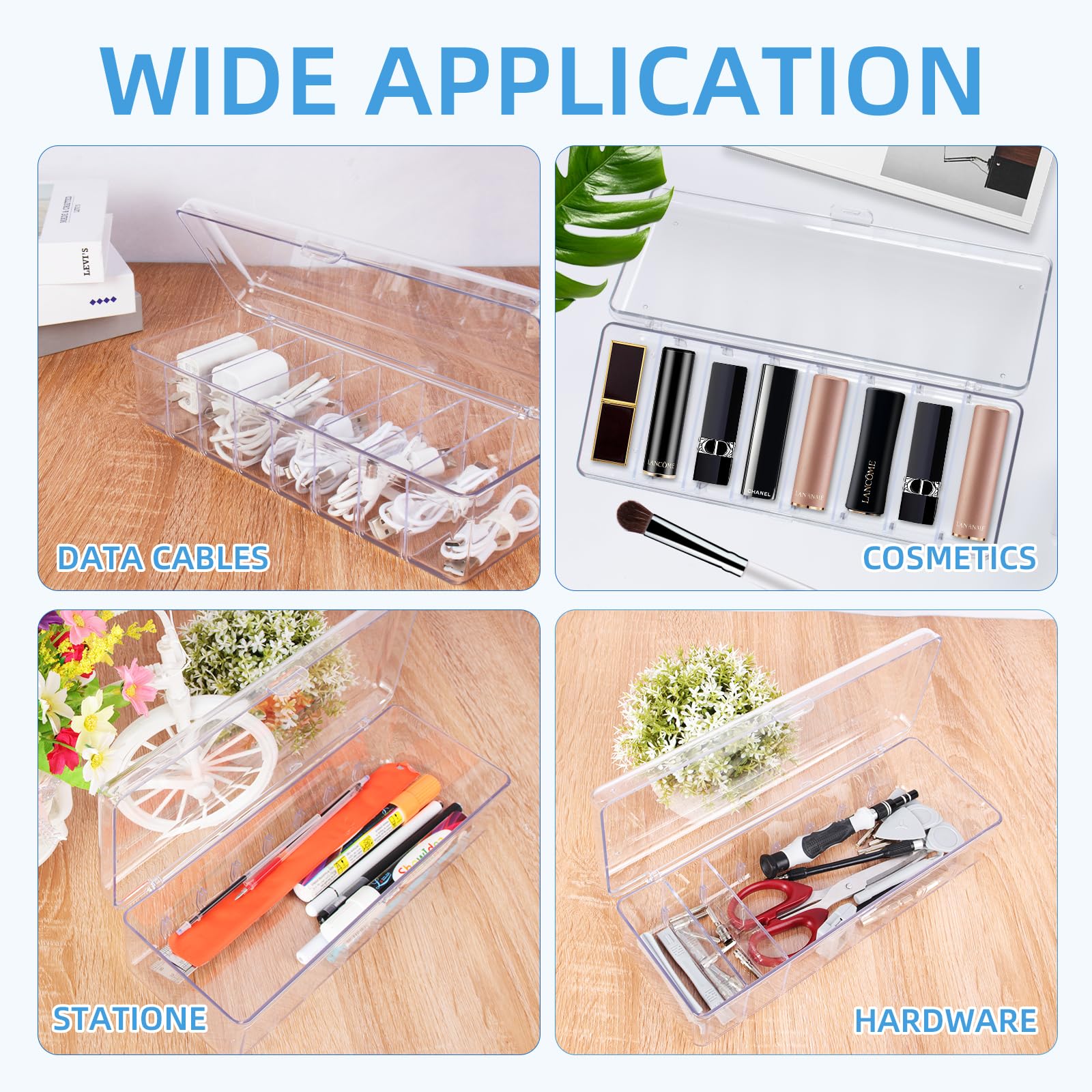ARVOK Kabel Organizer Box 2er-Set Transparent mit Deckel