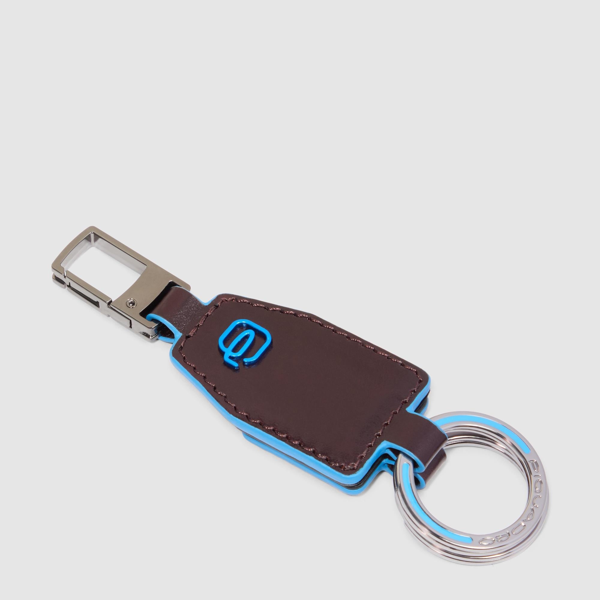 Piquadro Blue Square Schlüsselanhänger Leder Blau teilbar