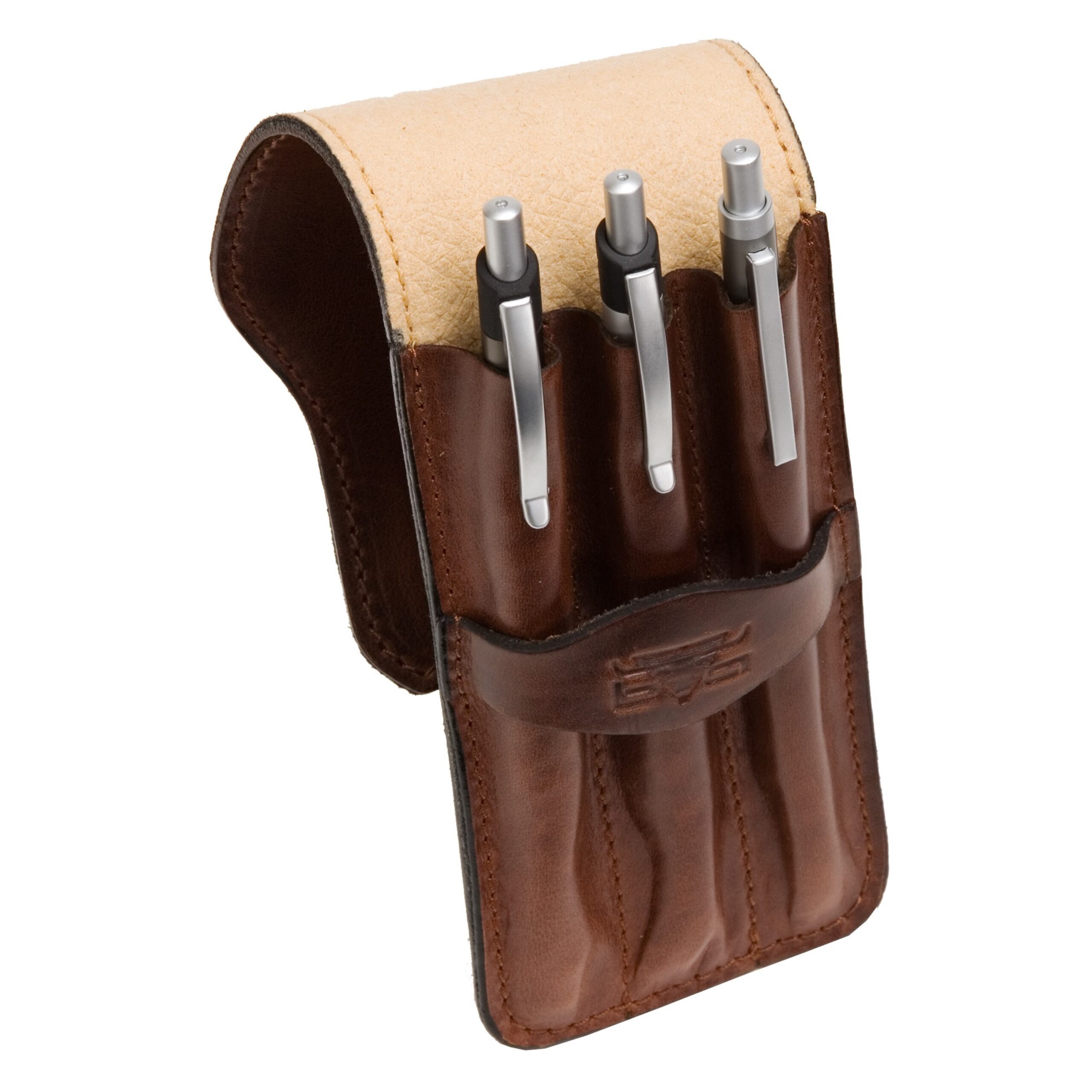 Lightpak Stifteetui Schreibgeräteetui Leder braun 3 Stifte