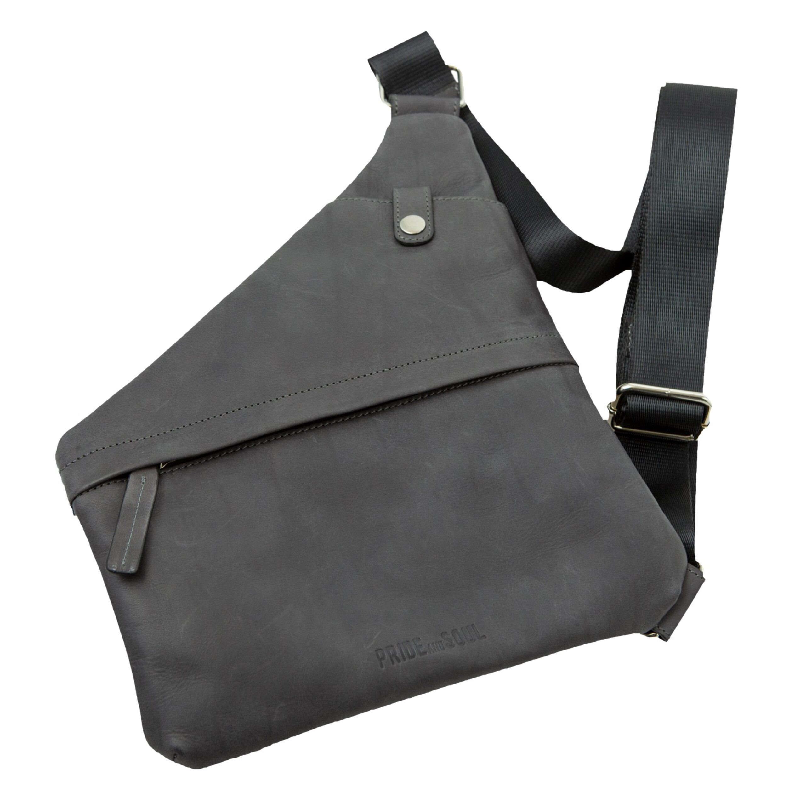 Lightpak Cross Umhängetasche grau Leder Vintage 25x30cm