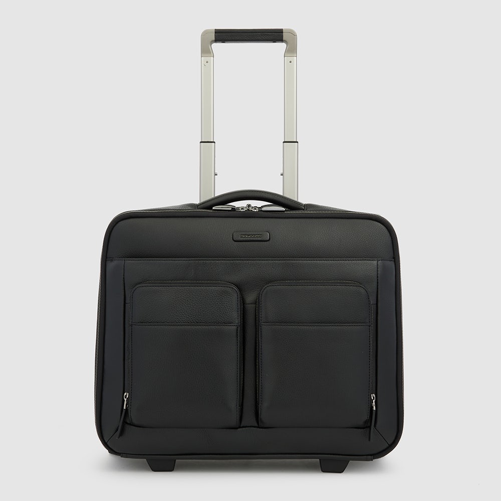 Piquadro PQLP Piloten Trolley 15,6 Zoll Schwarz Leder