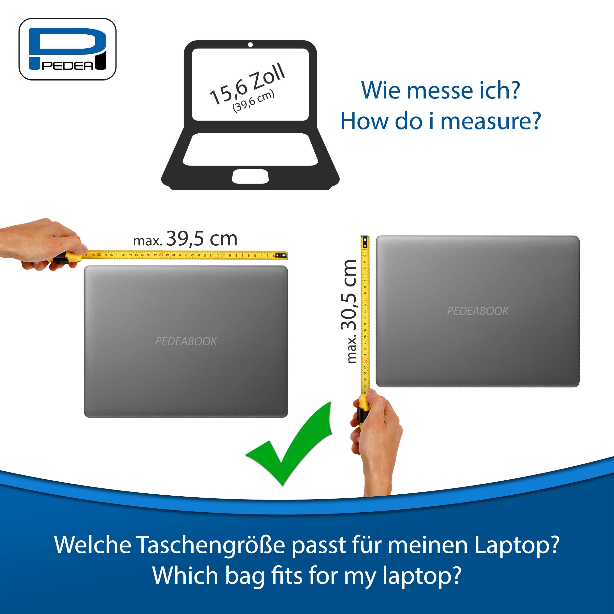 Pedea Premium Laptoptasche 15,6 Zoll Grau gepolstert