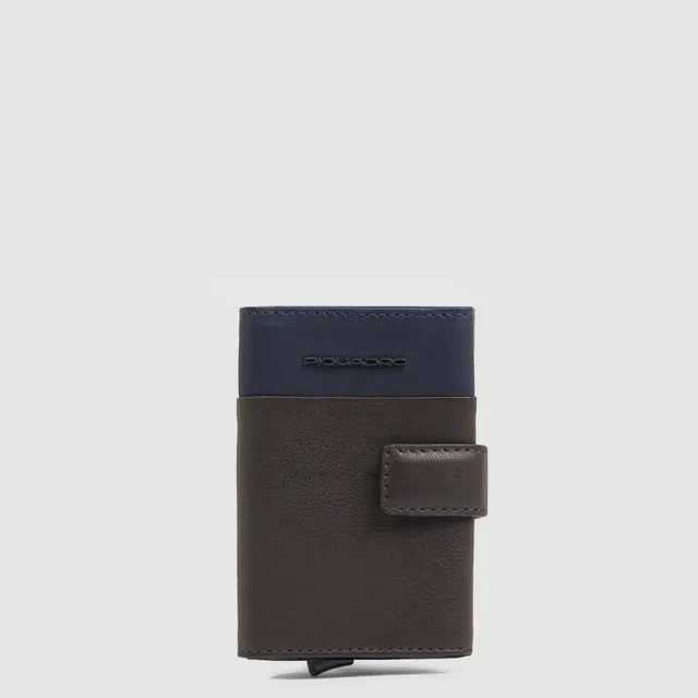 Piquadro Black Square Automatik Kartenetui BLUTM Leder RFID