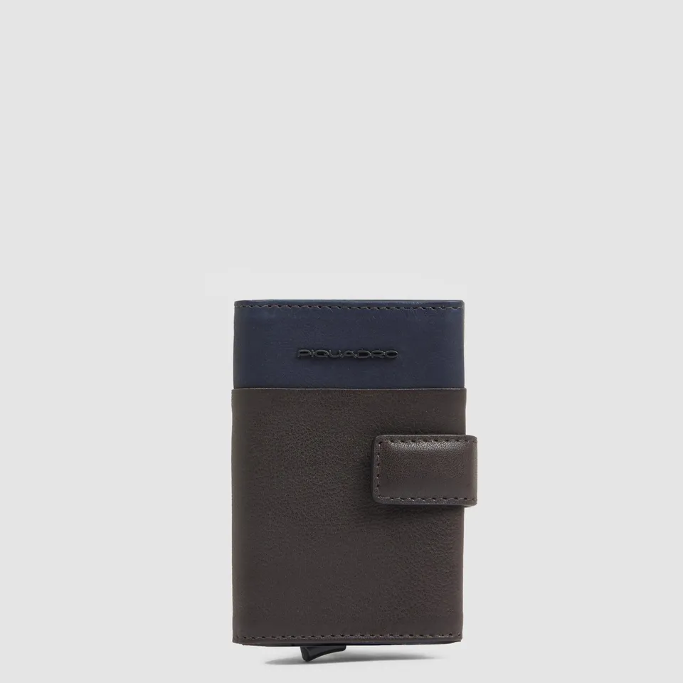 Piquadro Black Square Automatik Kartenetui BLUTM Leder RFID