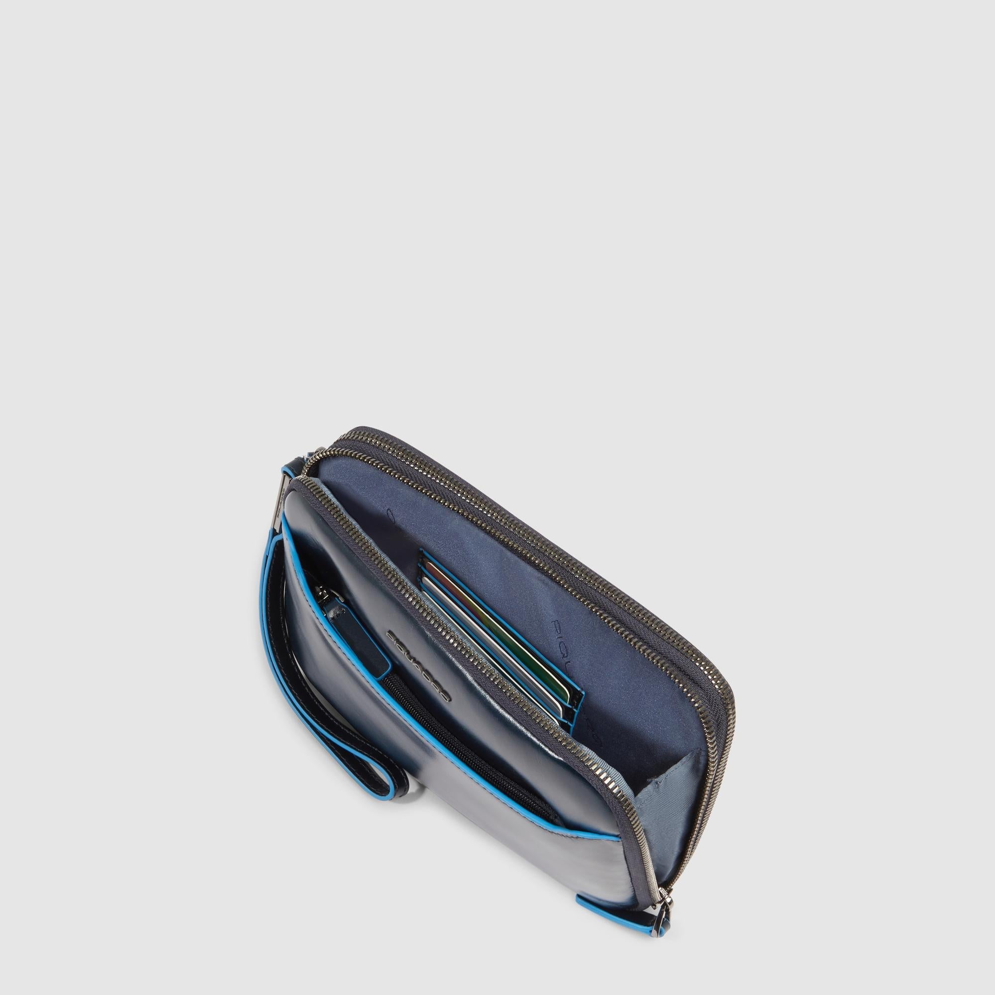 Piquadro Modus Pochette Herren Leder Blau 3 Fächer RFID