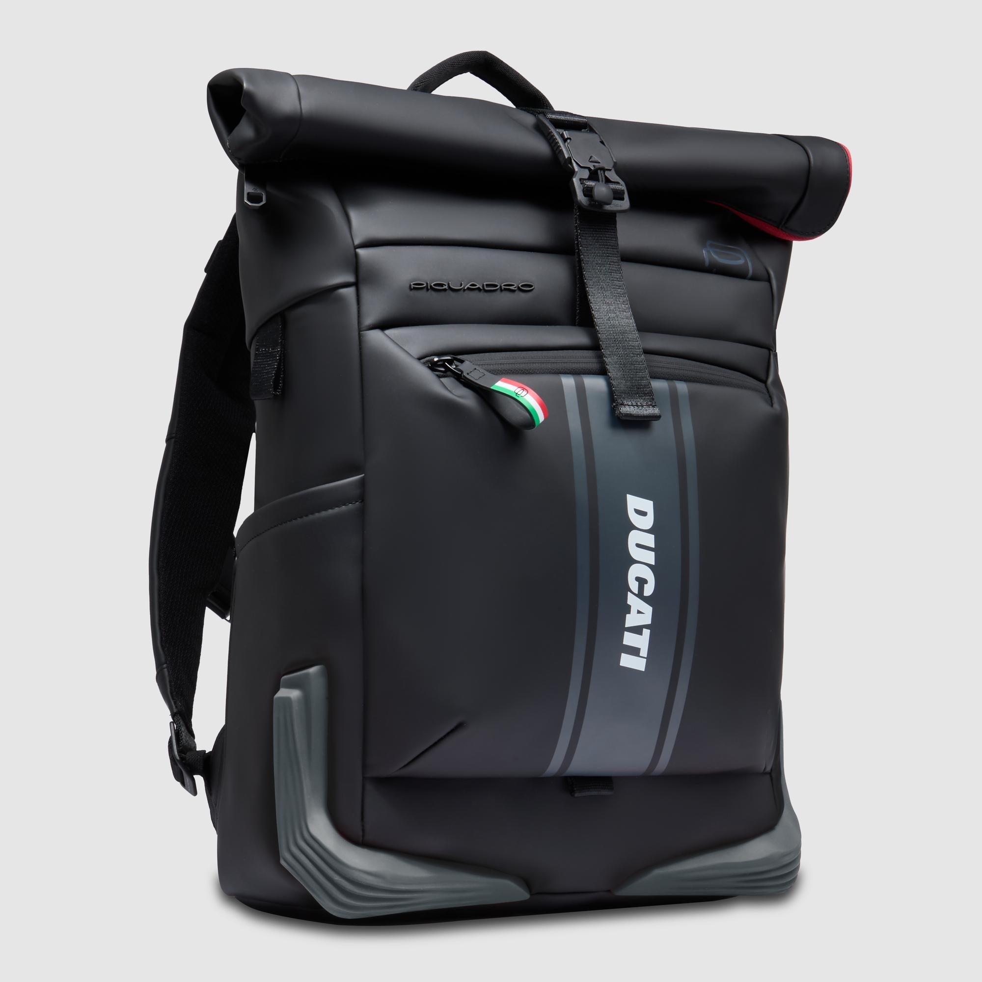 Piquadro x Ducati Rucksack 15,6 Zoll Roll-Top Schwarz