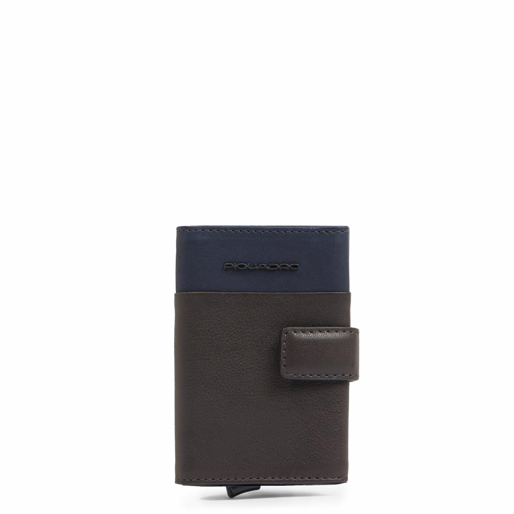 Piquadro Black Square Automatik Kartenetui BLUTM Leder RFID