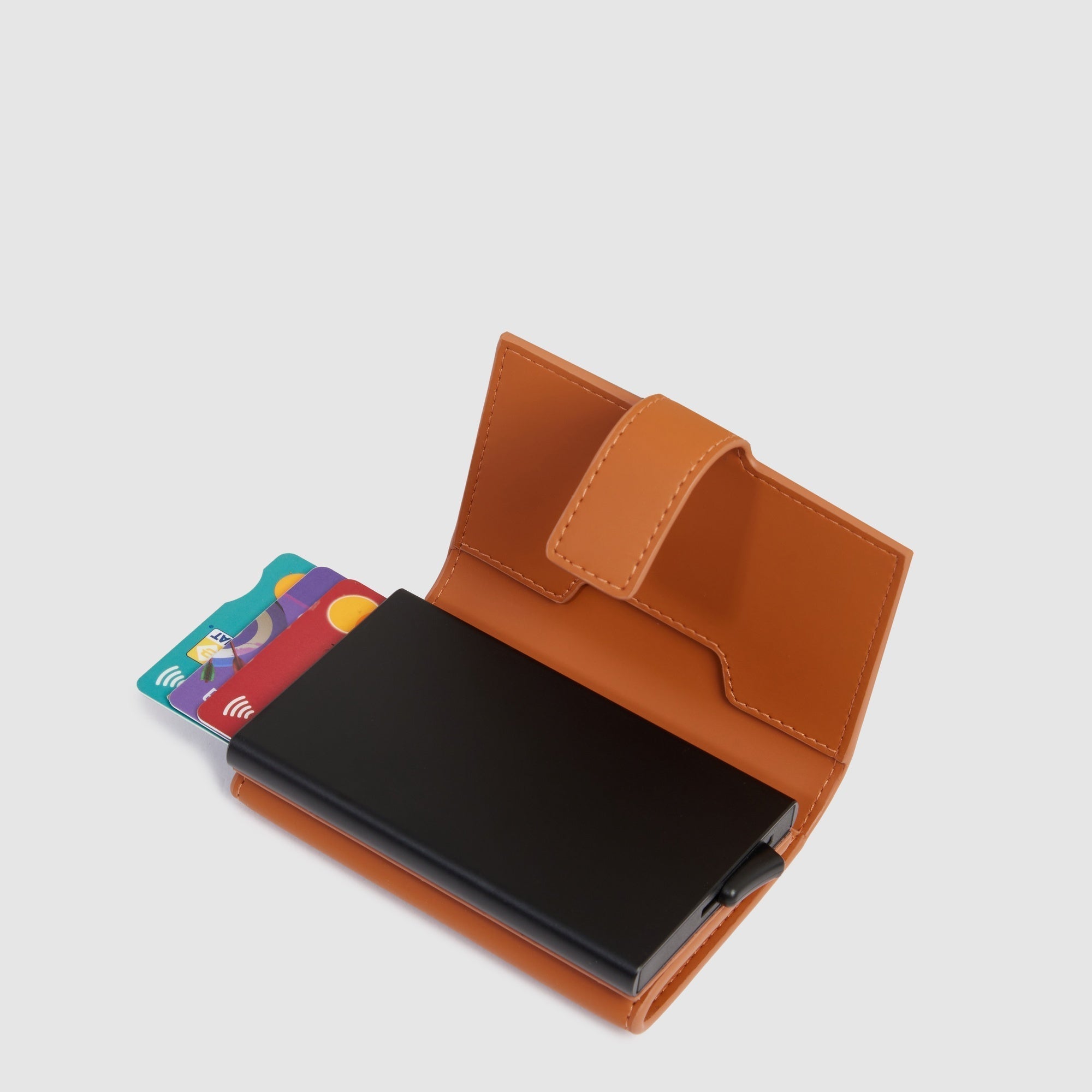 Piquadro Black Square Kartenetui automatisch Schwarz RFID