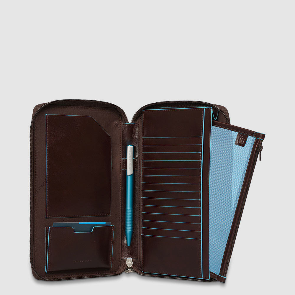 Piquadro Black Square Reiseorganizer Leder schwarz Kartenfach