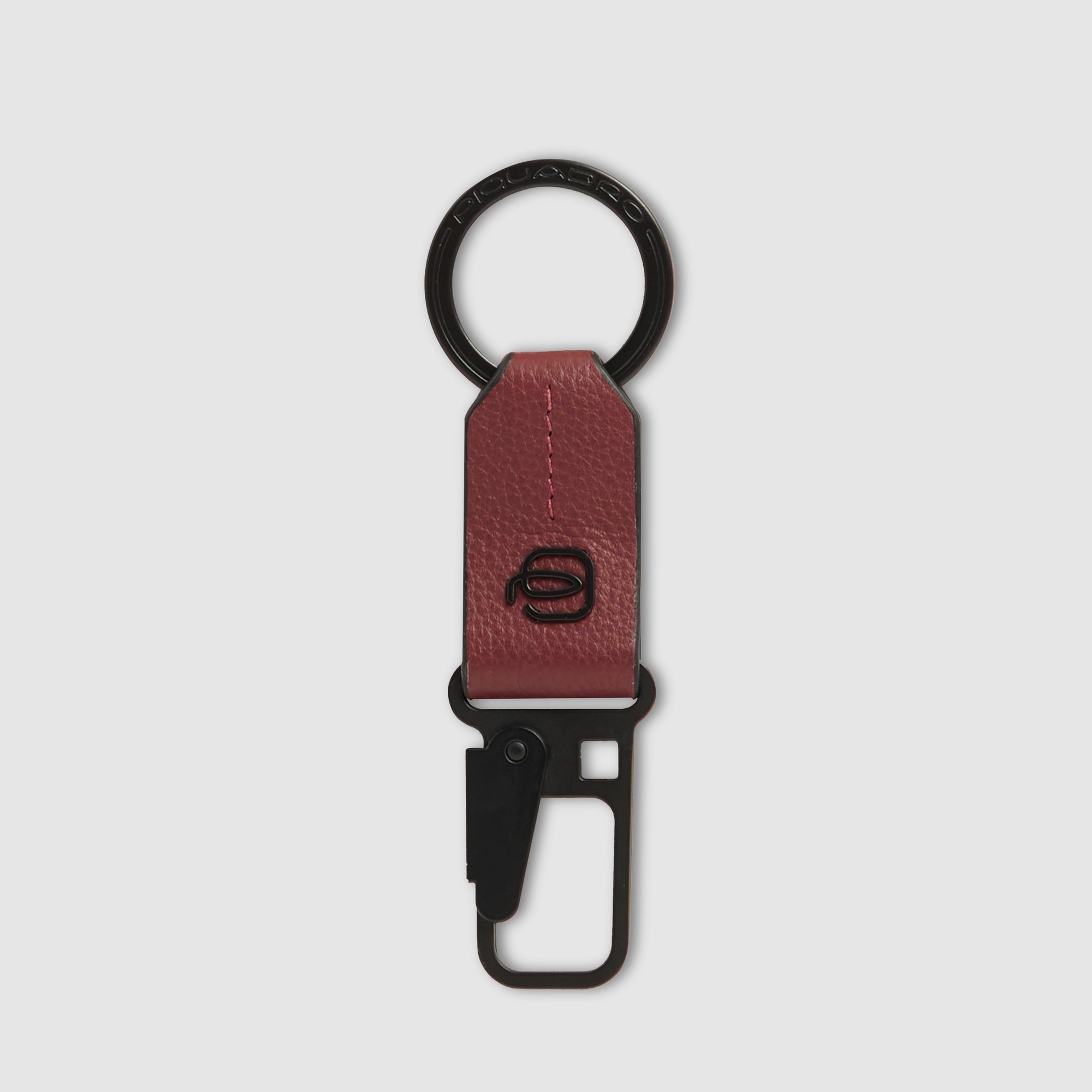 Piquadro Blue Square Schlüsselanhänger Leder Schwarz Karabiner
