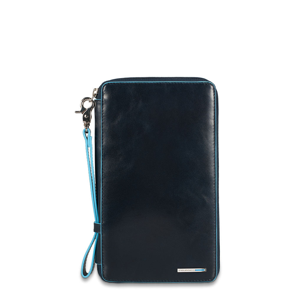 Piquadro Black Square Reiseorganizer Leder schwarz Kartenfach