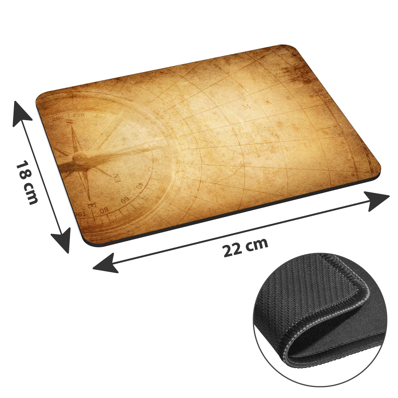 Pedea Compass Mauspad 22x18 cm Gaming rutschfest