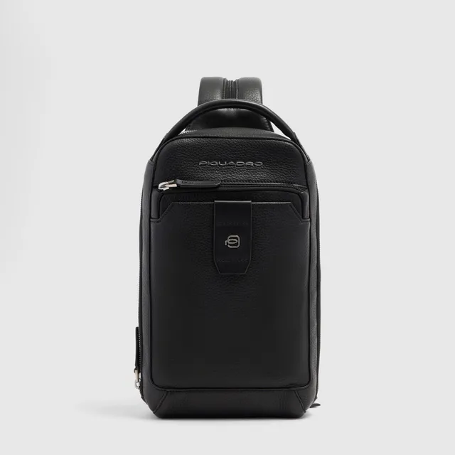 Piquadro Rover Monospalla Umhängetasche Leder schwarz iPad mini