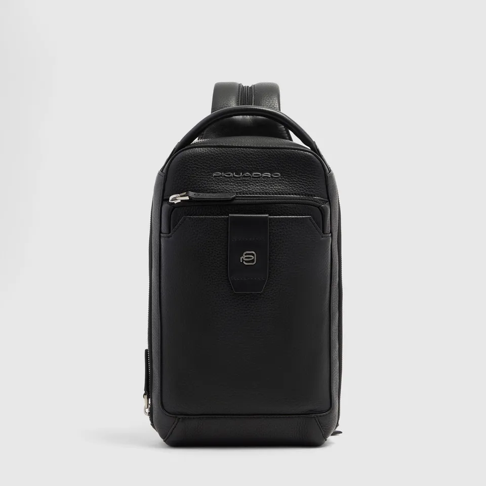 Piquadro Rover Monospalla Umhängetasche Leder schwarz iPad mini