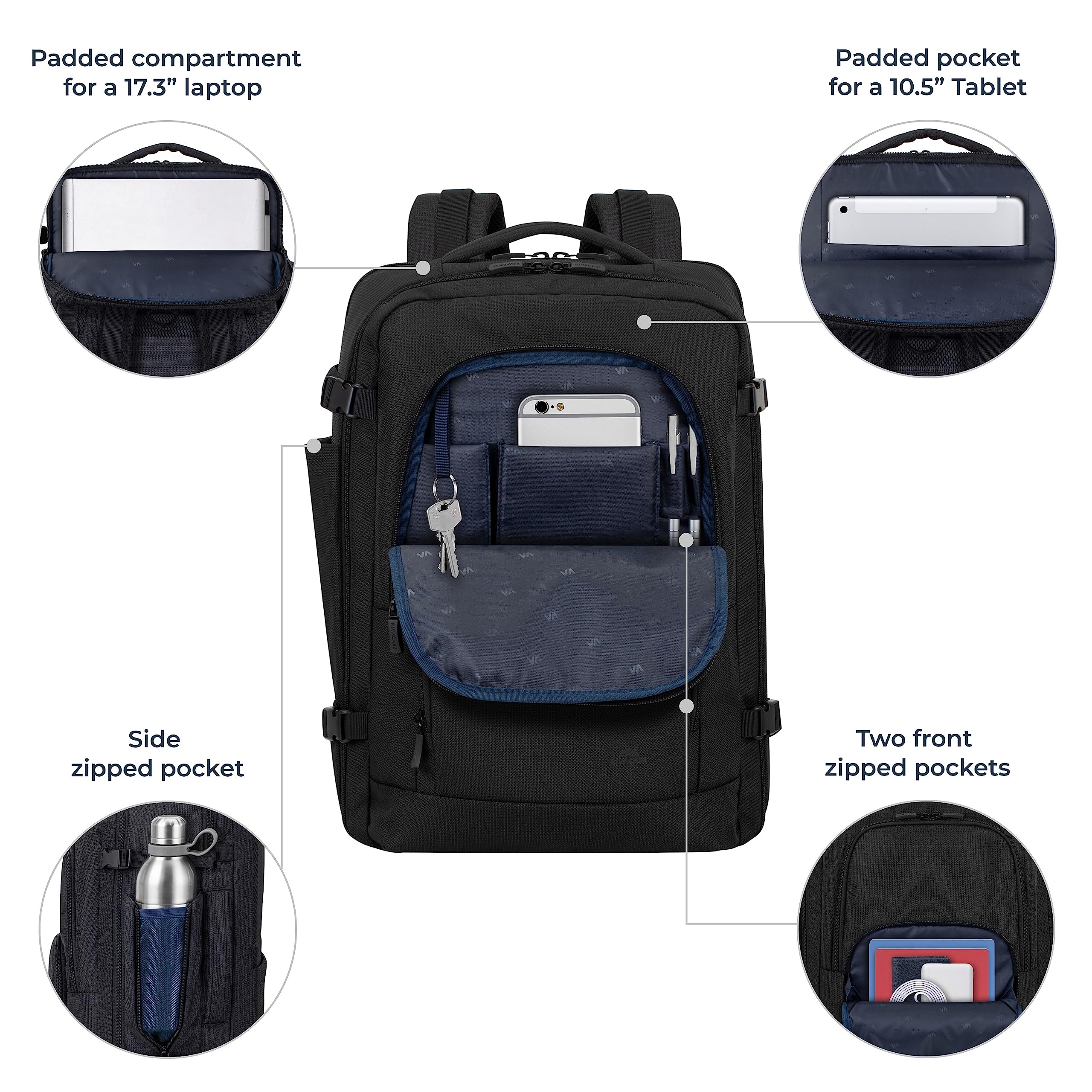 Rivacase Komodo Rucksack 17,3 Zoll schwarz ultraleicht