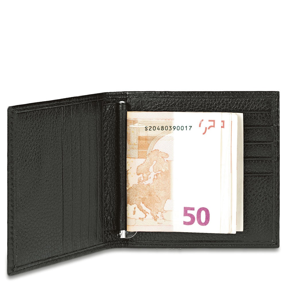 Piquadro Blue Square Herren-Geldbörse Schwarz Leder Dokumentenfach