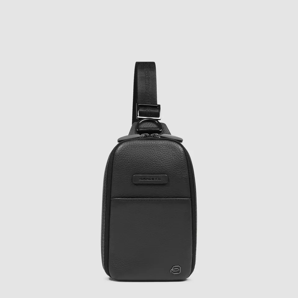 Piquadro Connequ Umhängetasche Schwarz Leder iPhone