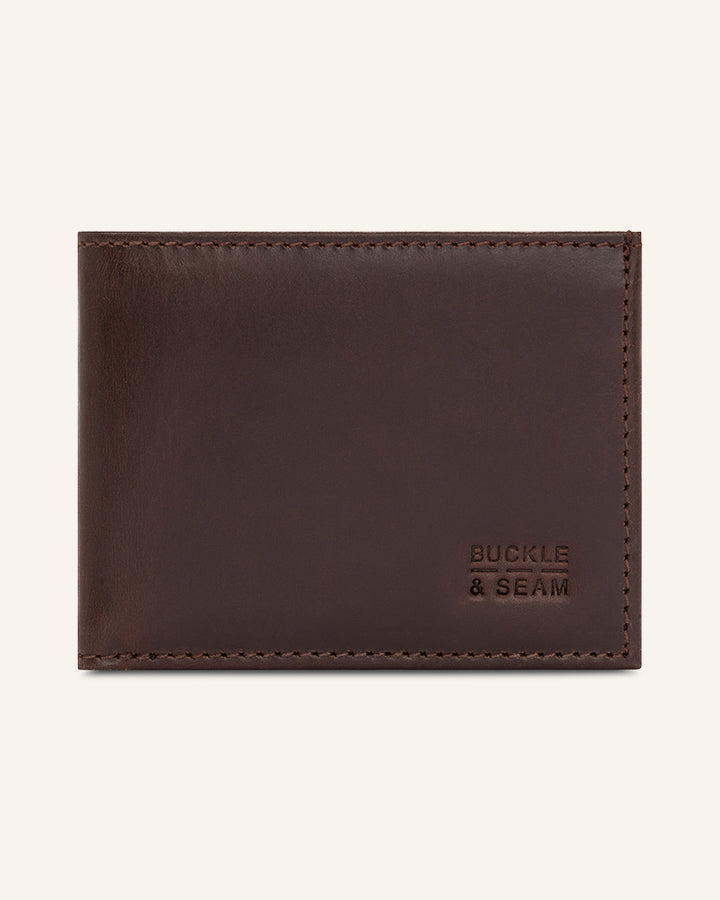 Buckle & Seam Bill Geldbörse Leder Schwarz mit Münzfach