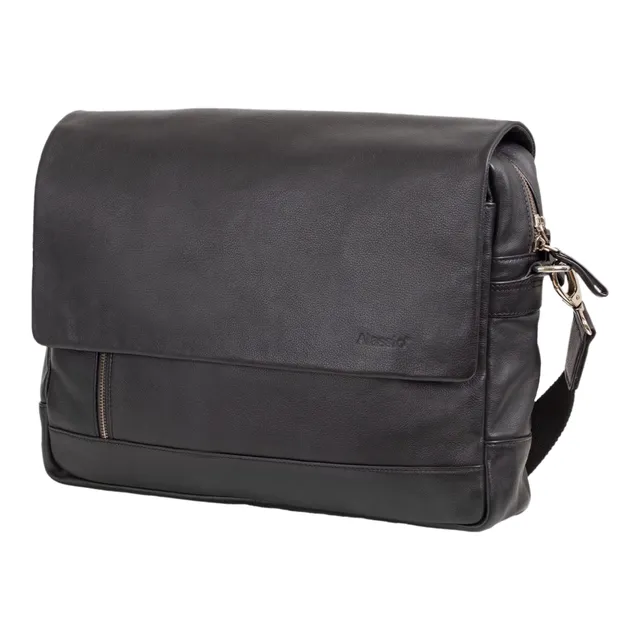 Lightpak Oro Schultertasche schwarz Leder Laptopfach