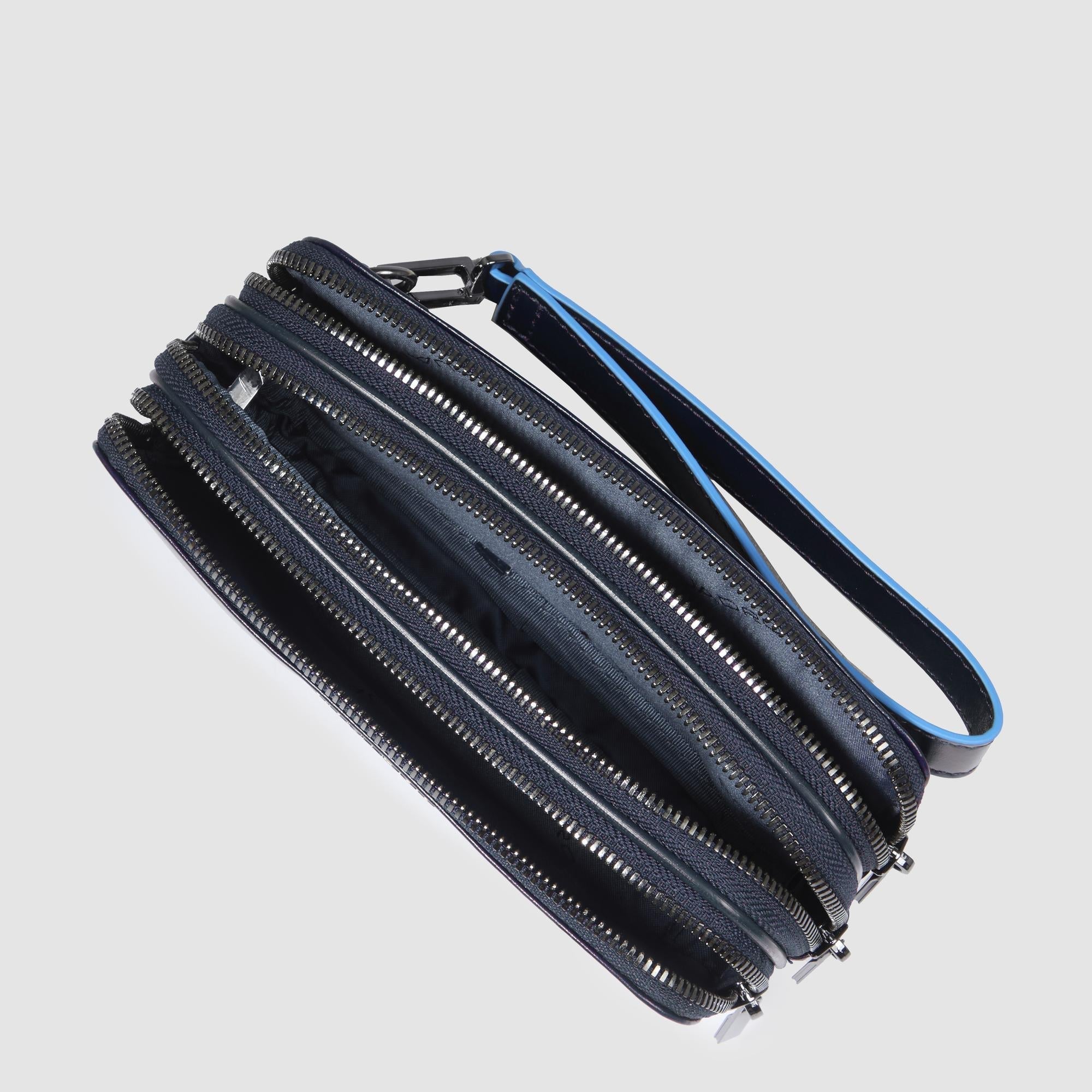 Piquadro Modus Pochette Herren-Clutch Leder Blau RFID-Schutz