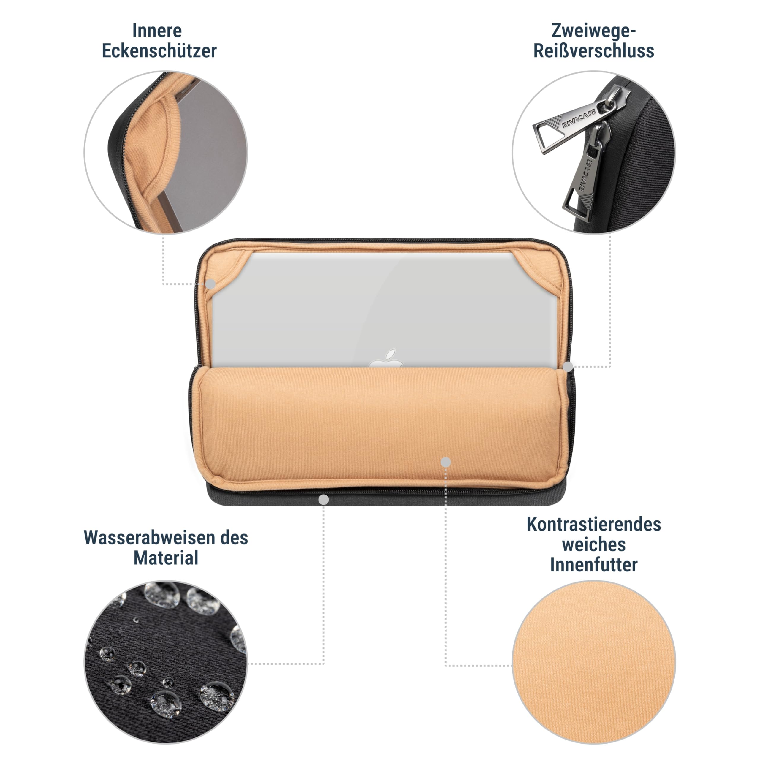 RIVACASE Borneo ECO Laptophülle 16 Zoll schwarz wasserabweisend