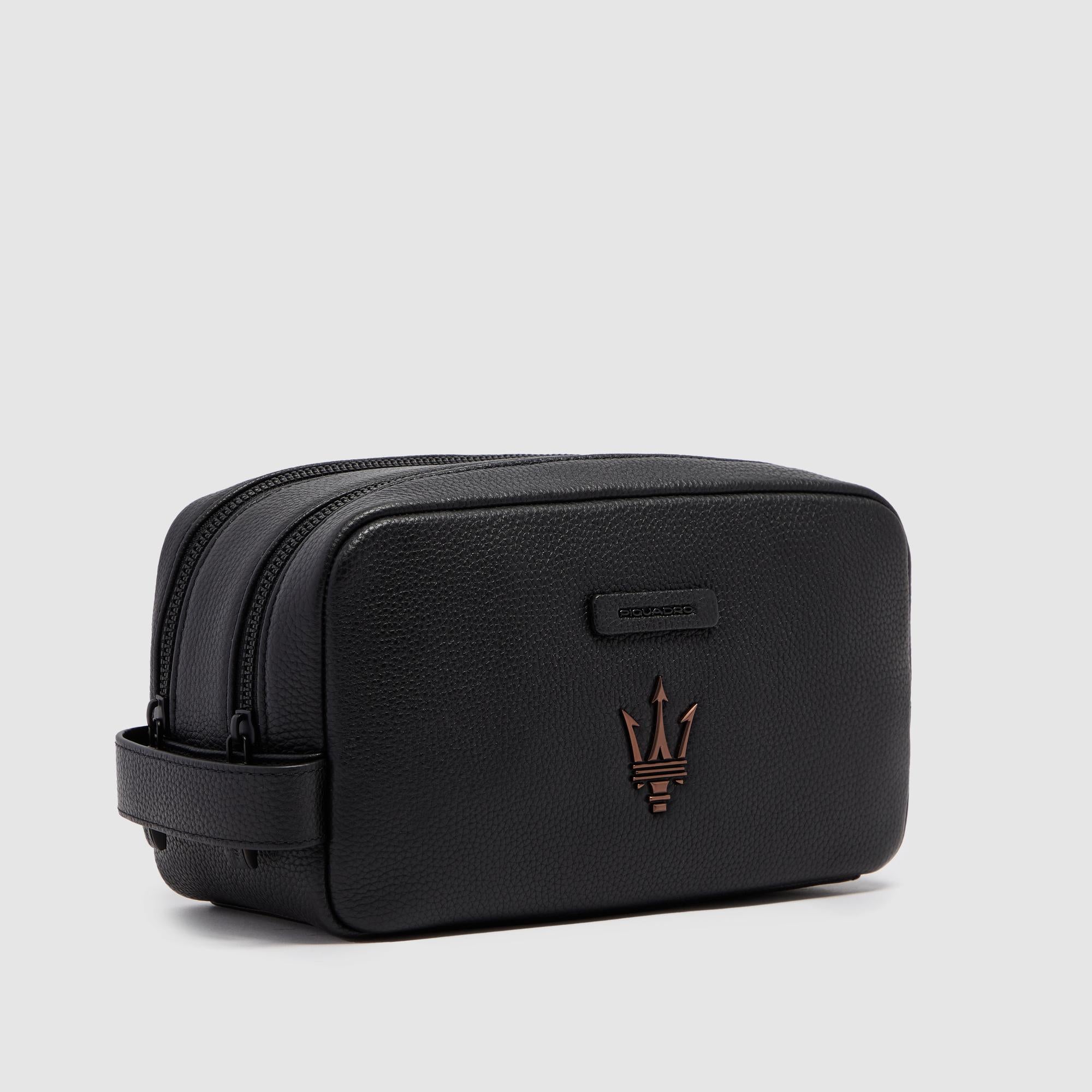 Piquadro x Maserati Beauty Case Leder Herren Schwarz