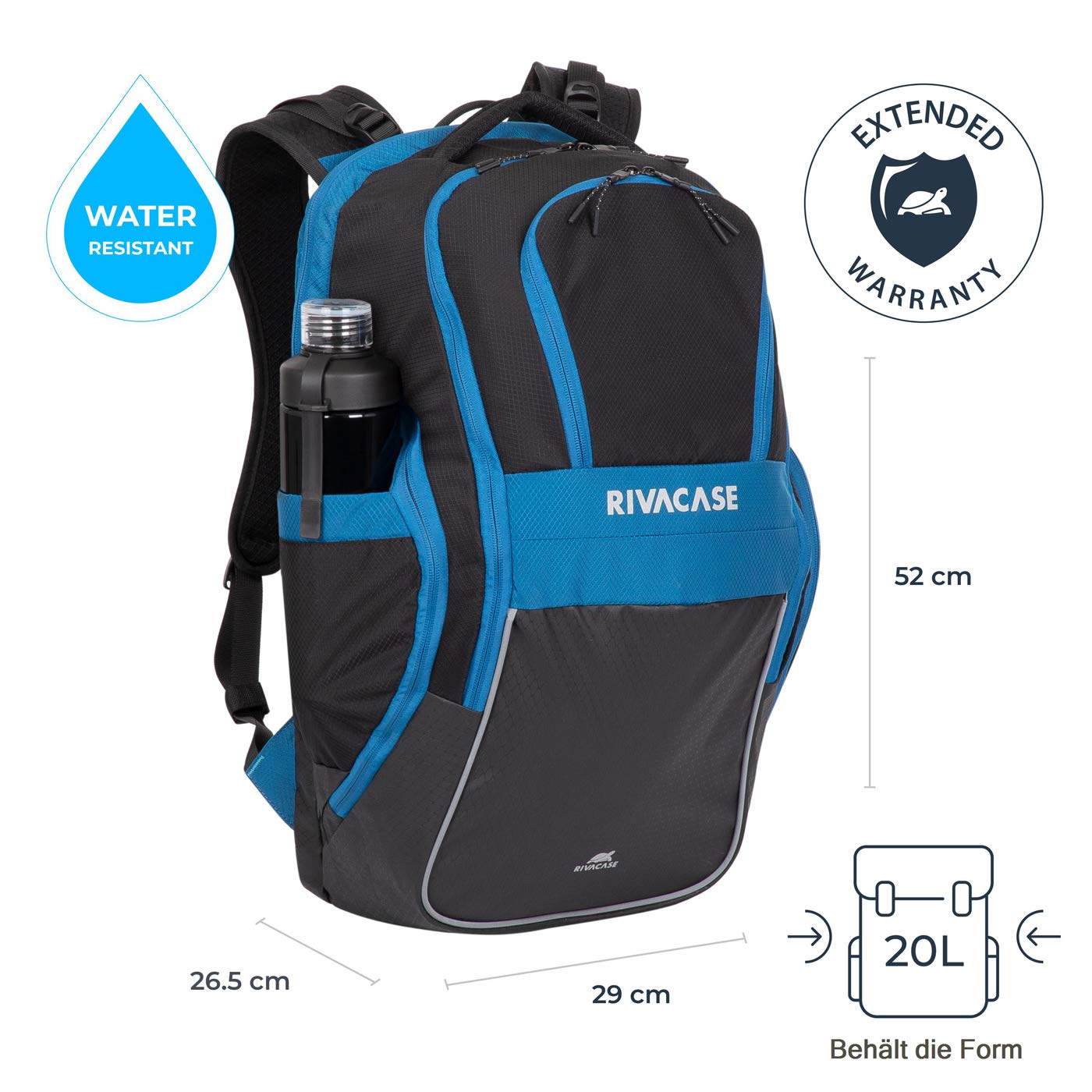RIVACASE Ipanema Laptop-Rucksack 17,3 Zoll Blau-Schwarz