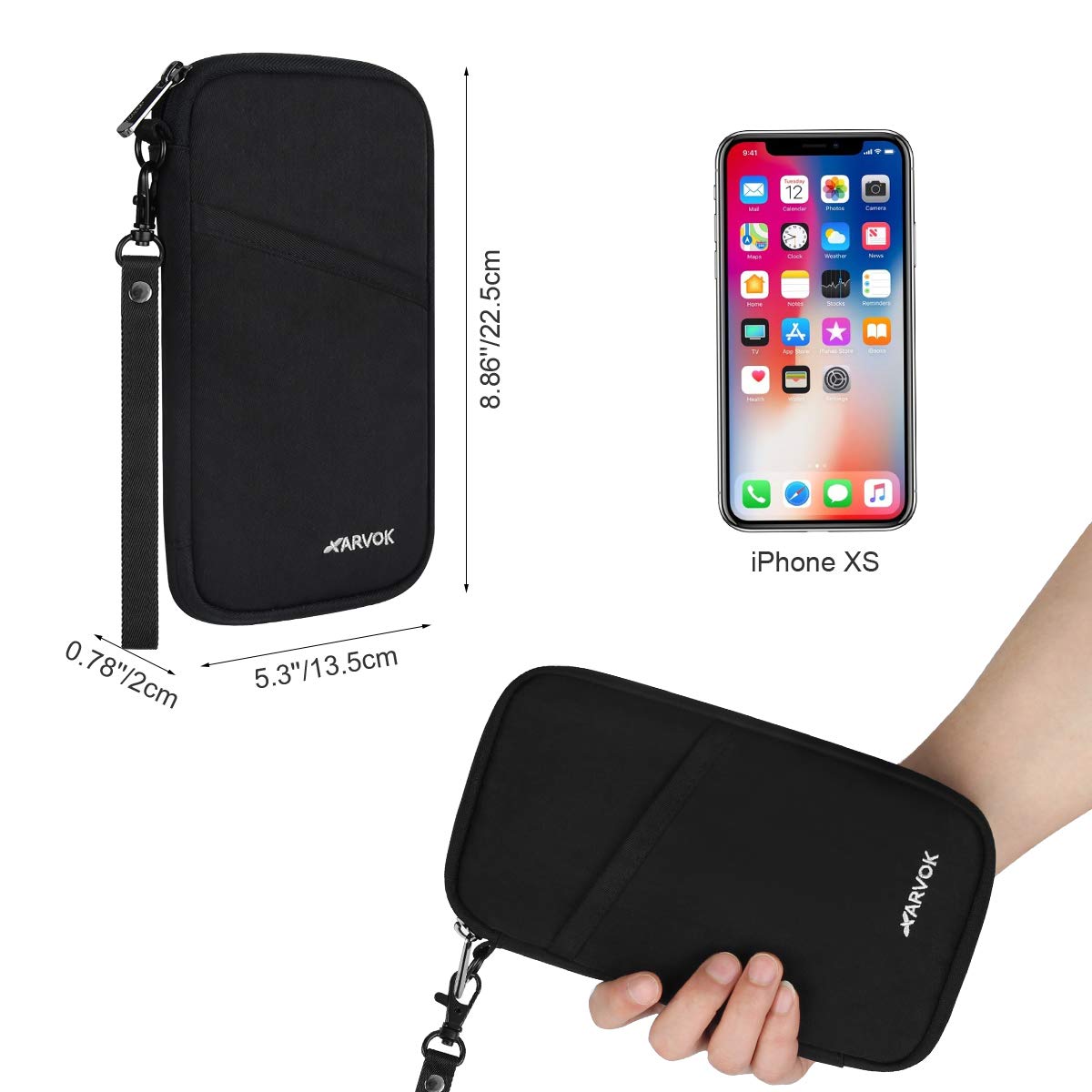 Arvok Travel Accessories Reisepasstasche Schwarz RFID Oxford