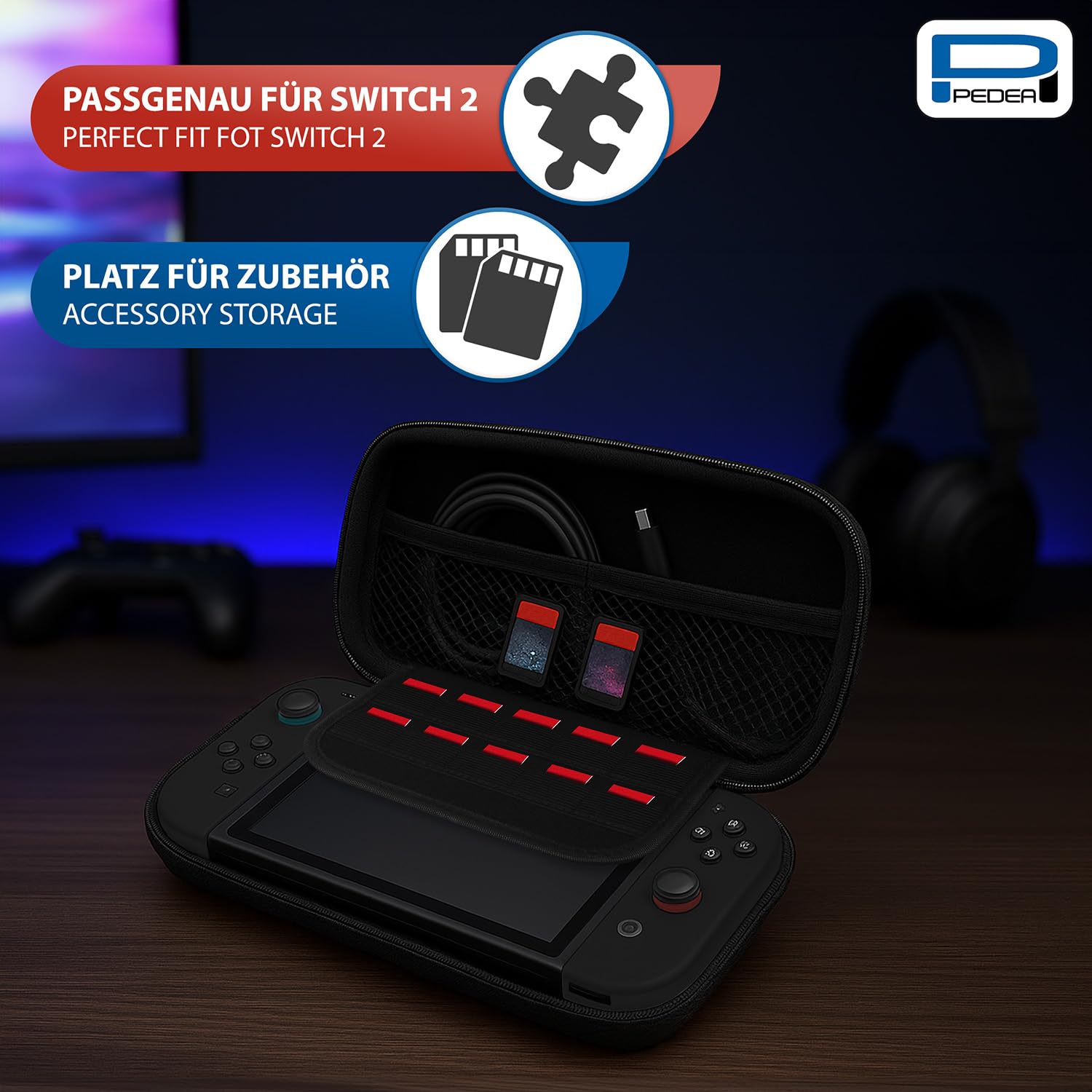 Pedea Tablet-Zubehör Switch 2 Tasche schwarz stoßfest