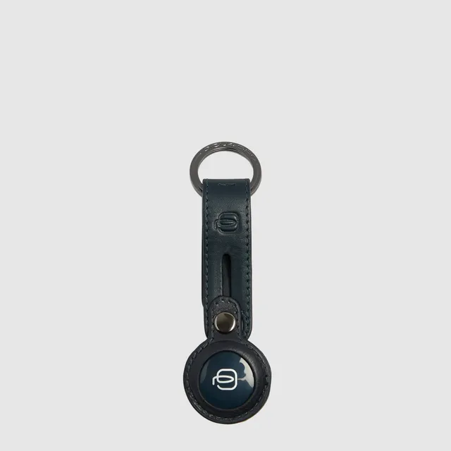 Piquadro Connequ AirTag Anhänger Leder Blau Schlüsselring