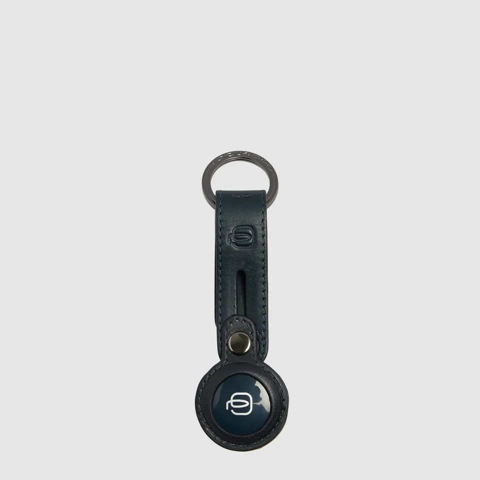 Piquadro Connequ AirTag Anhänger Leder Blau Schlüsselring