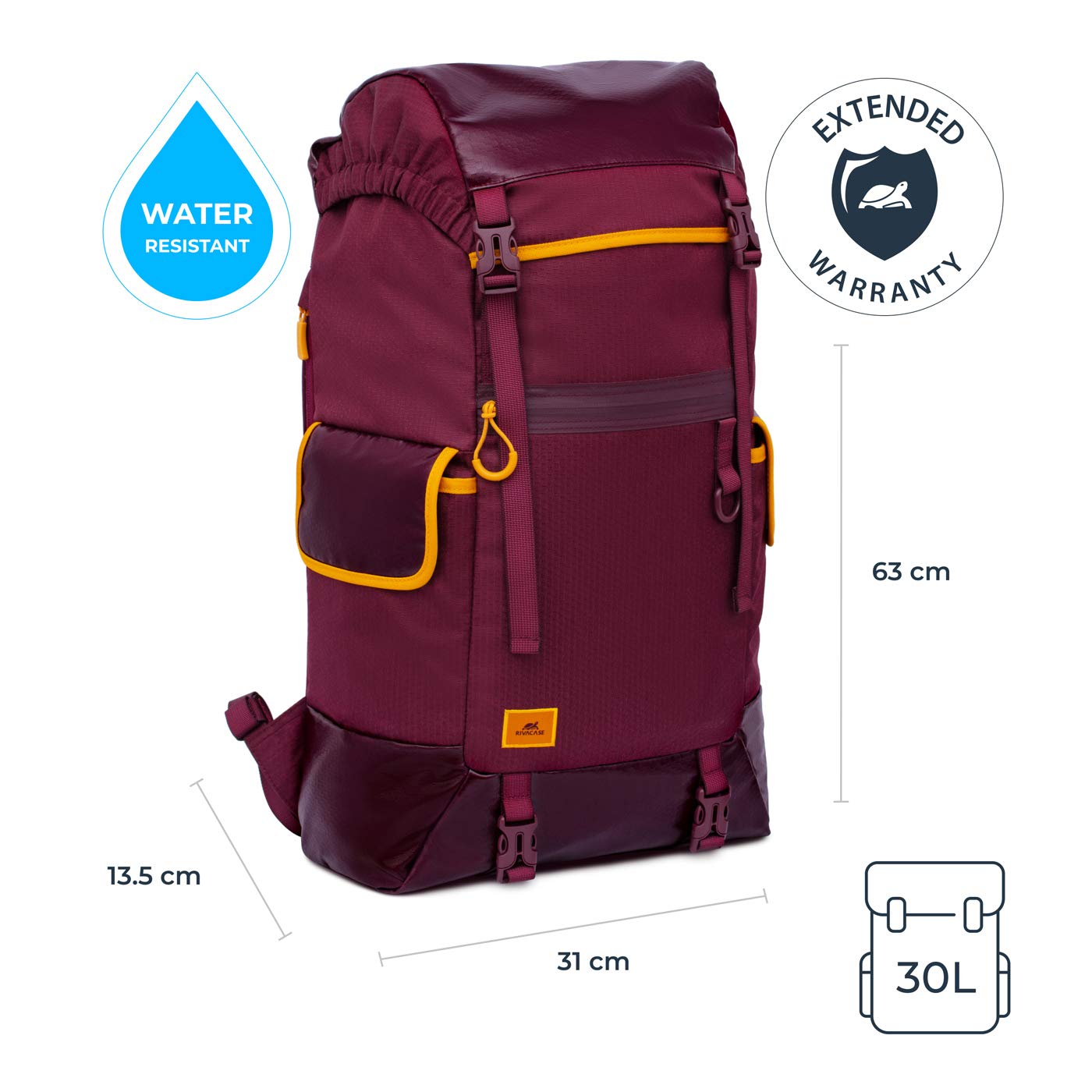 RIVACASE Dijon 5362 Rucksack 17,3 Zoll 30L Rot/Gelb