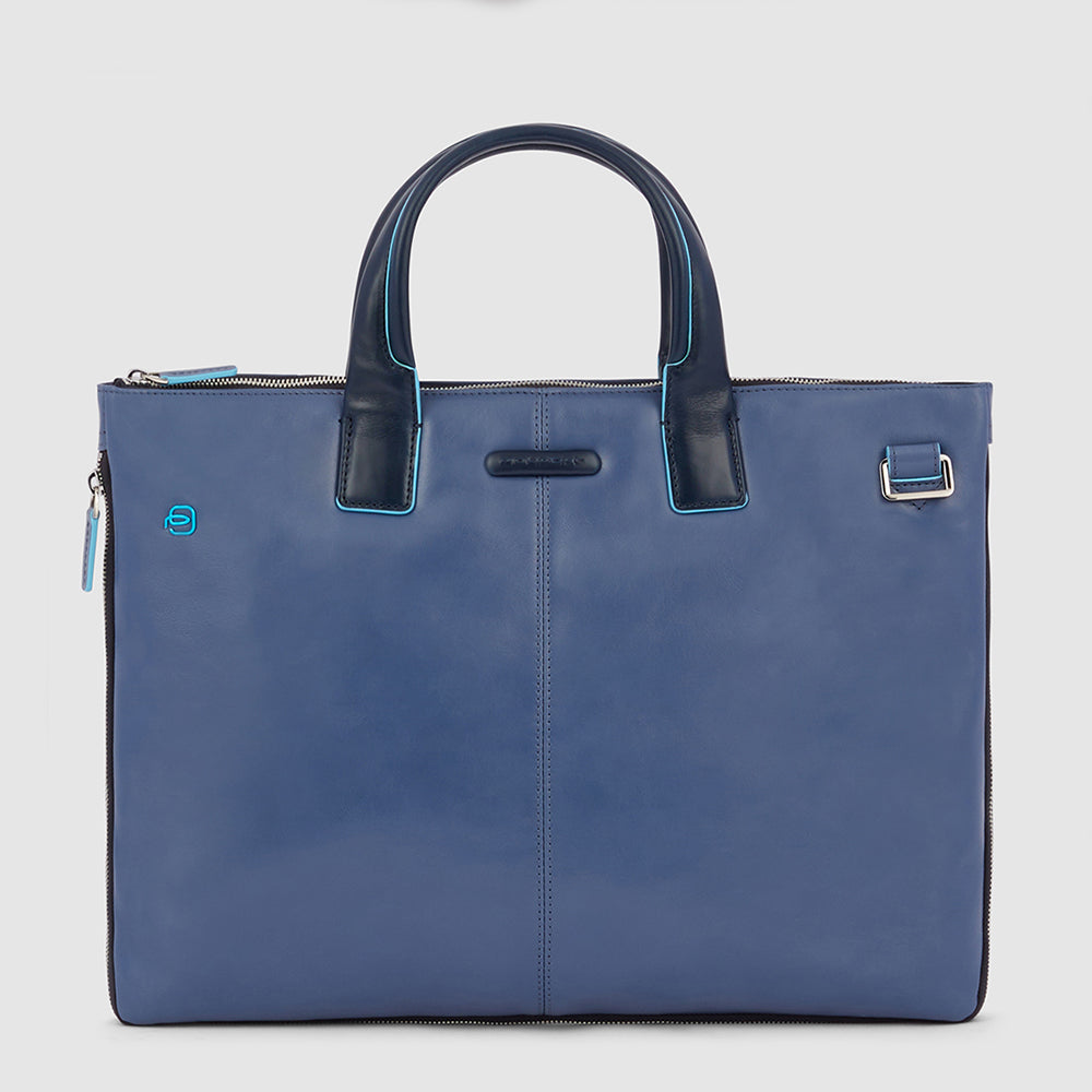 Piquadro Modus Laptoptasche 15,6 Zoll Leder Schwarz Erweiterbar