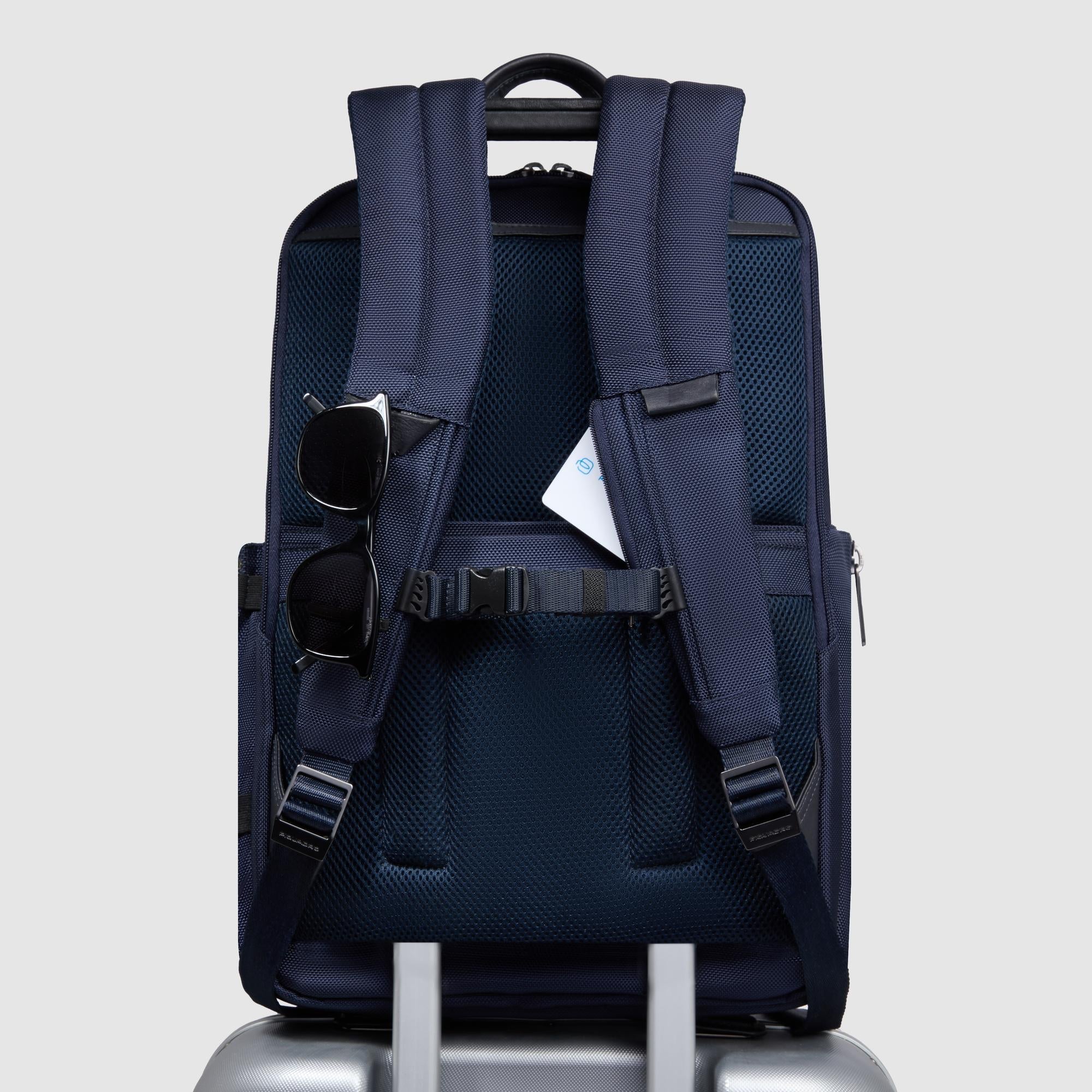 Piquadro Black Square Rucksack 15,6 Zoll Grau Stoff