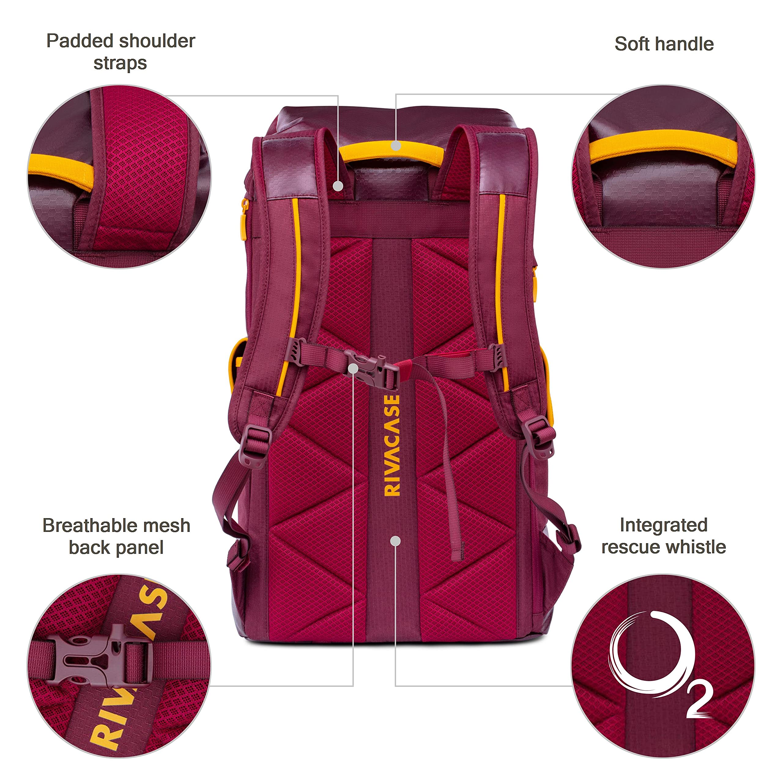 RIVACASE Dijon 5362 Rucksack 17,3 Zoll 30L Rot/Gelb