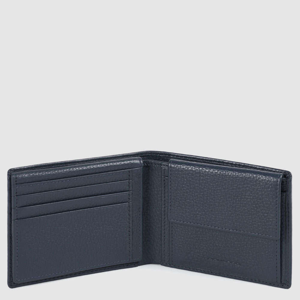 Piquadro Blue Square Geldbörse Leder blau RFID Münzfach