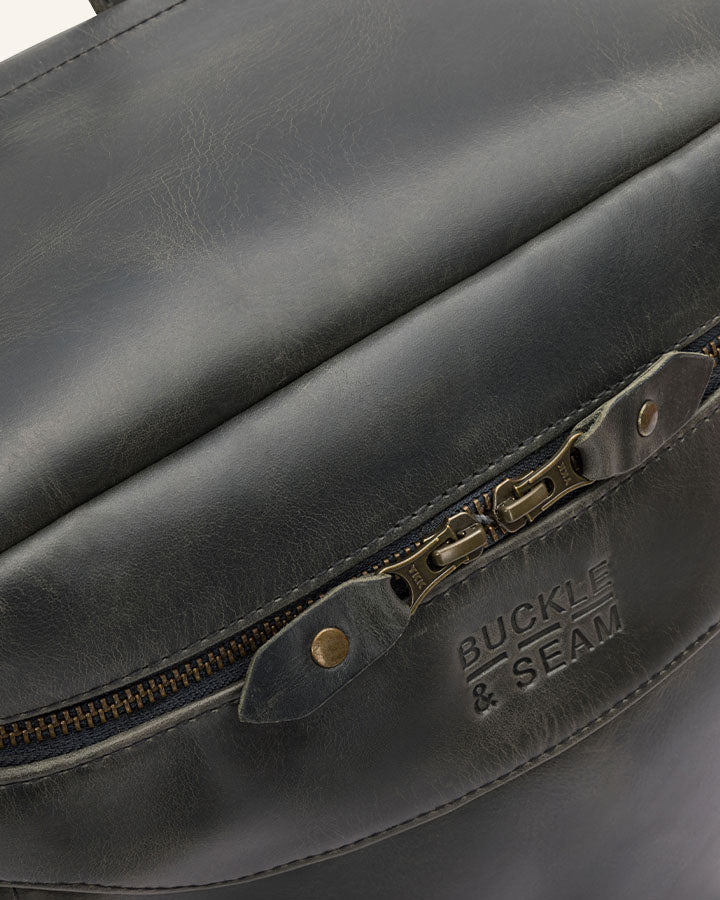 Buckle & Seam Siwa Leder Rucksack 23L 16 Zoll Braun Punkte