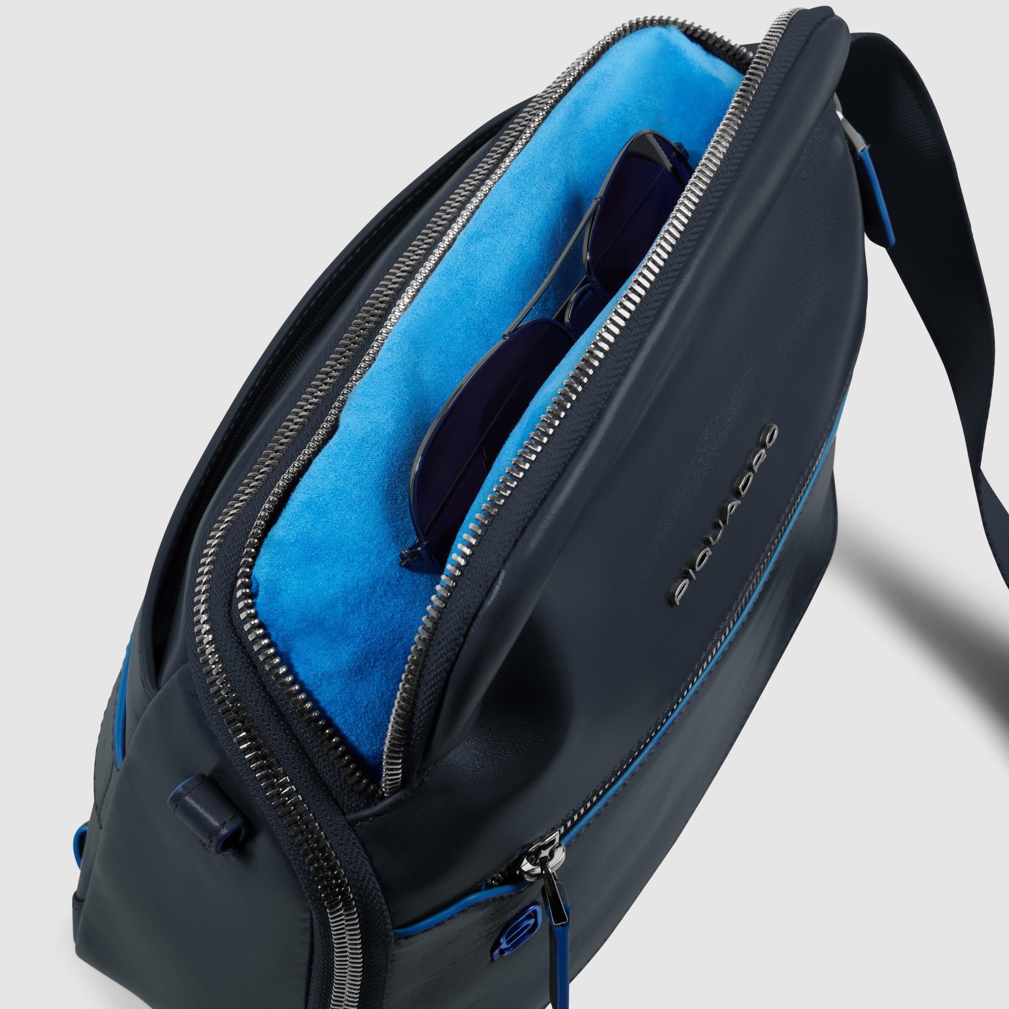 Piquadro Black Square Umhängetasche schwarz Leder RFID