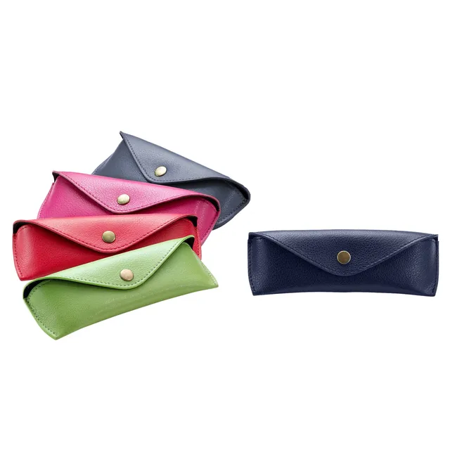 Lightpak Brillen-Etui Leder grün mit Druckknopf 16cm