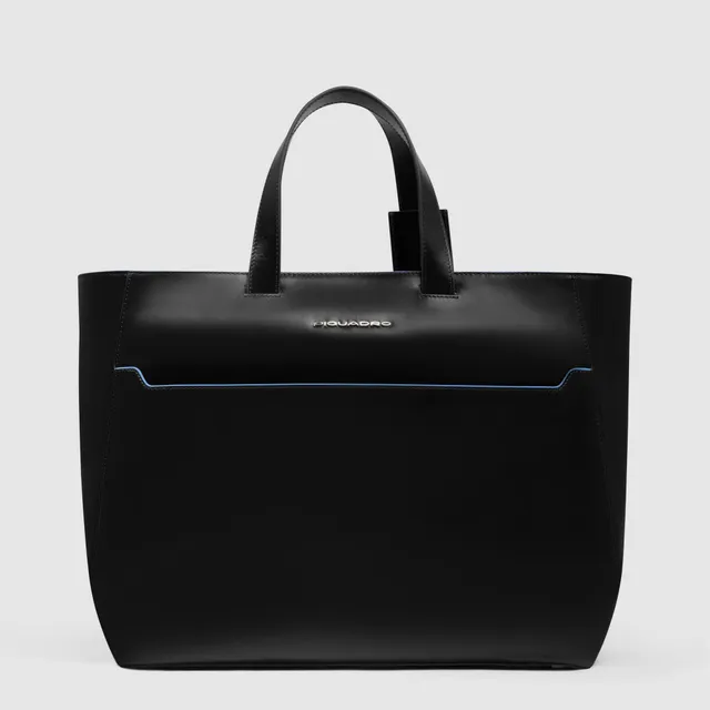 Piquadro Black Square Tote Laptoptasche 15,6 Zoll Leder schwarz