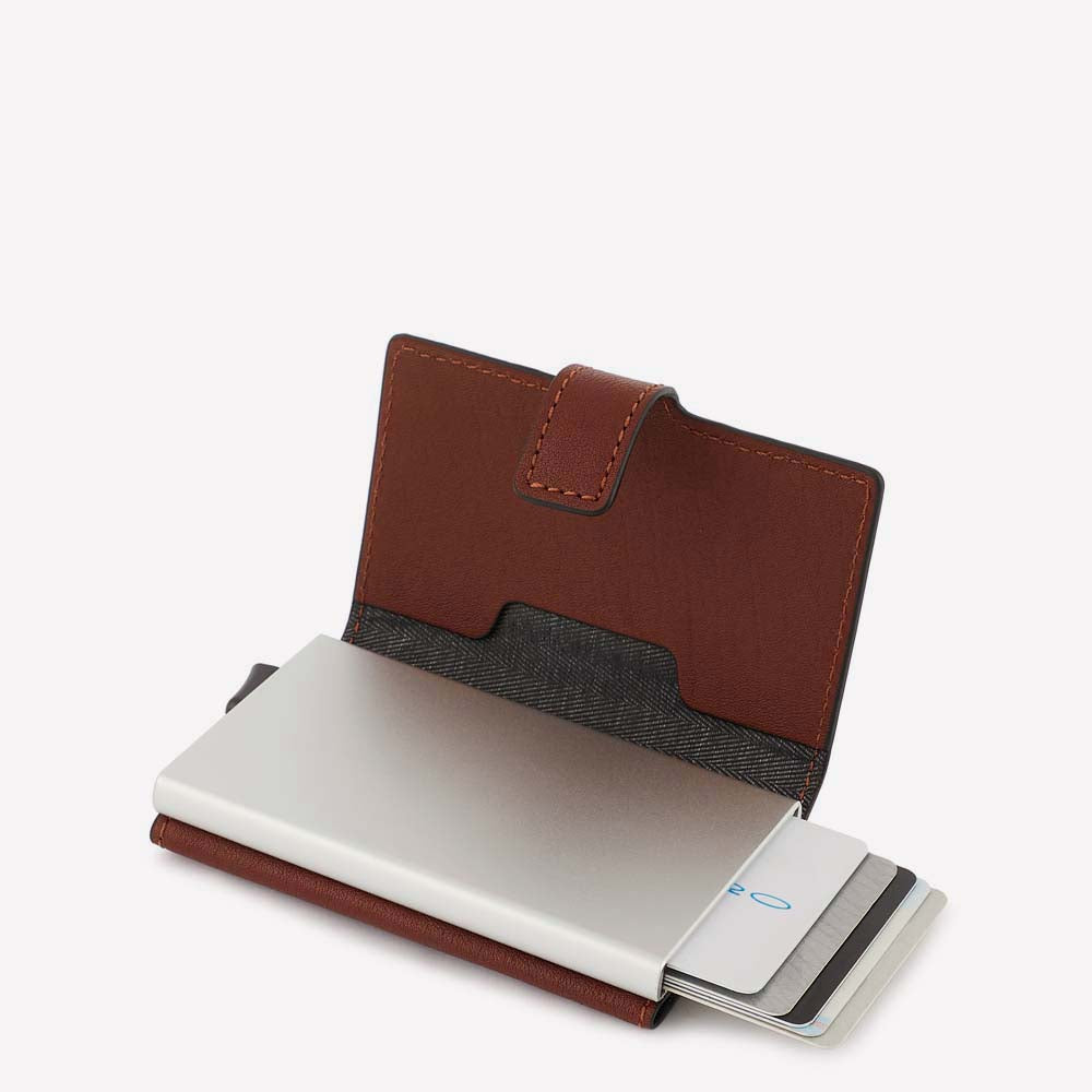 Piquadro Black Square Kartenetui Schwarz Automatik RFID
